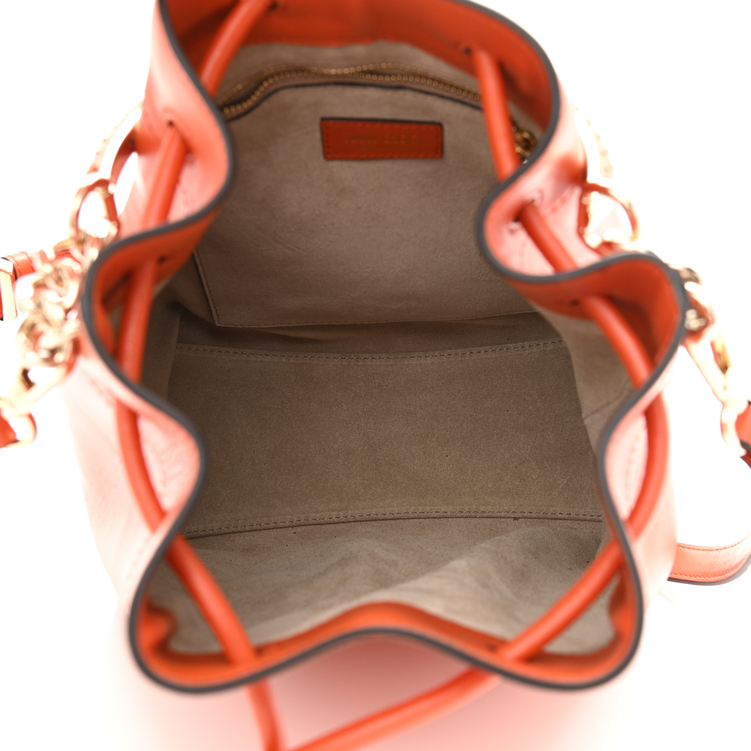 JIMMY CHOO Grainy Goatskin Bon Bon Bucket Bag Orange 1123989