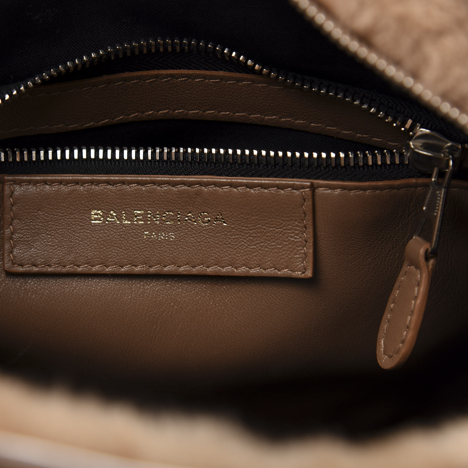 BALENCIAGA バザール BALENCIAGA Shearling XS Bazar Shopper Tote Beige 647089