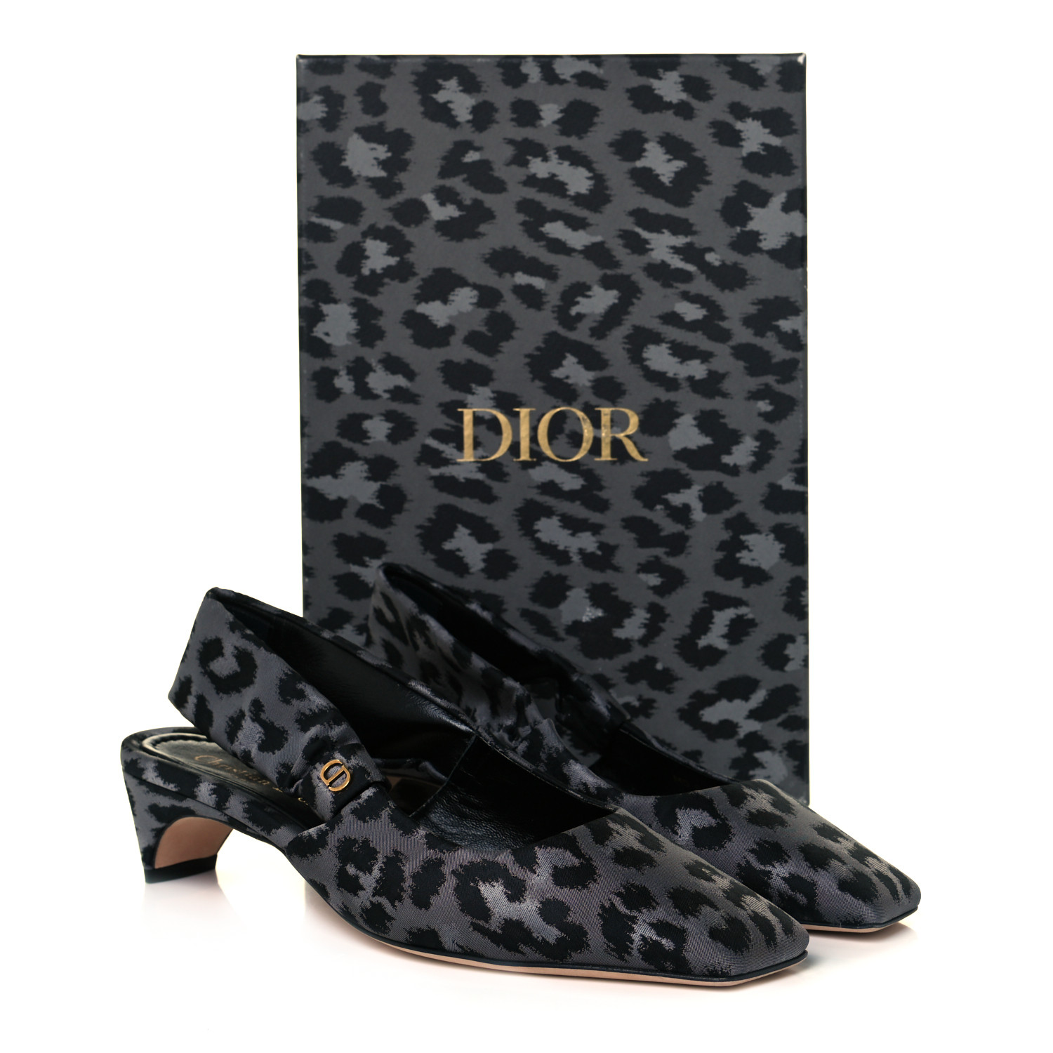 CHRISTIAN DIOR Nylon Leopard Print Mizza Slingback Pumps 40