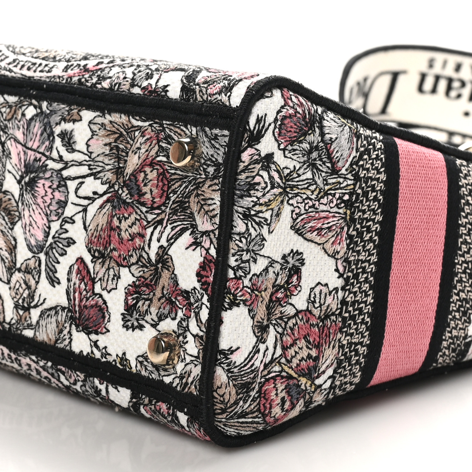 ◇Christian Dior カフス　No.1651 CHRISTIAN DIOR Canvas Embroidered Medium Butterfly Around