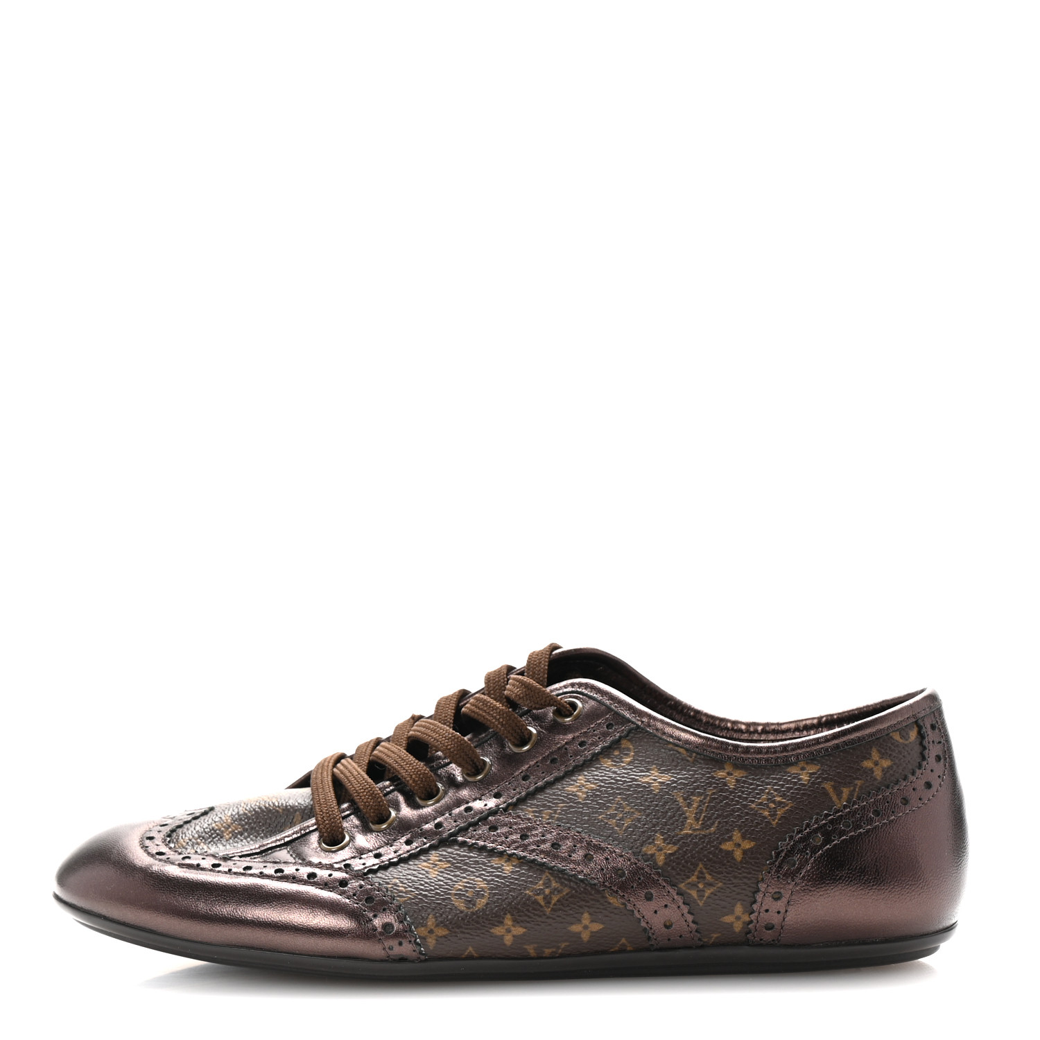 LOUIS VUITTON Calfskin Monogram Lyrics Sneakers 38 Bronze