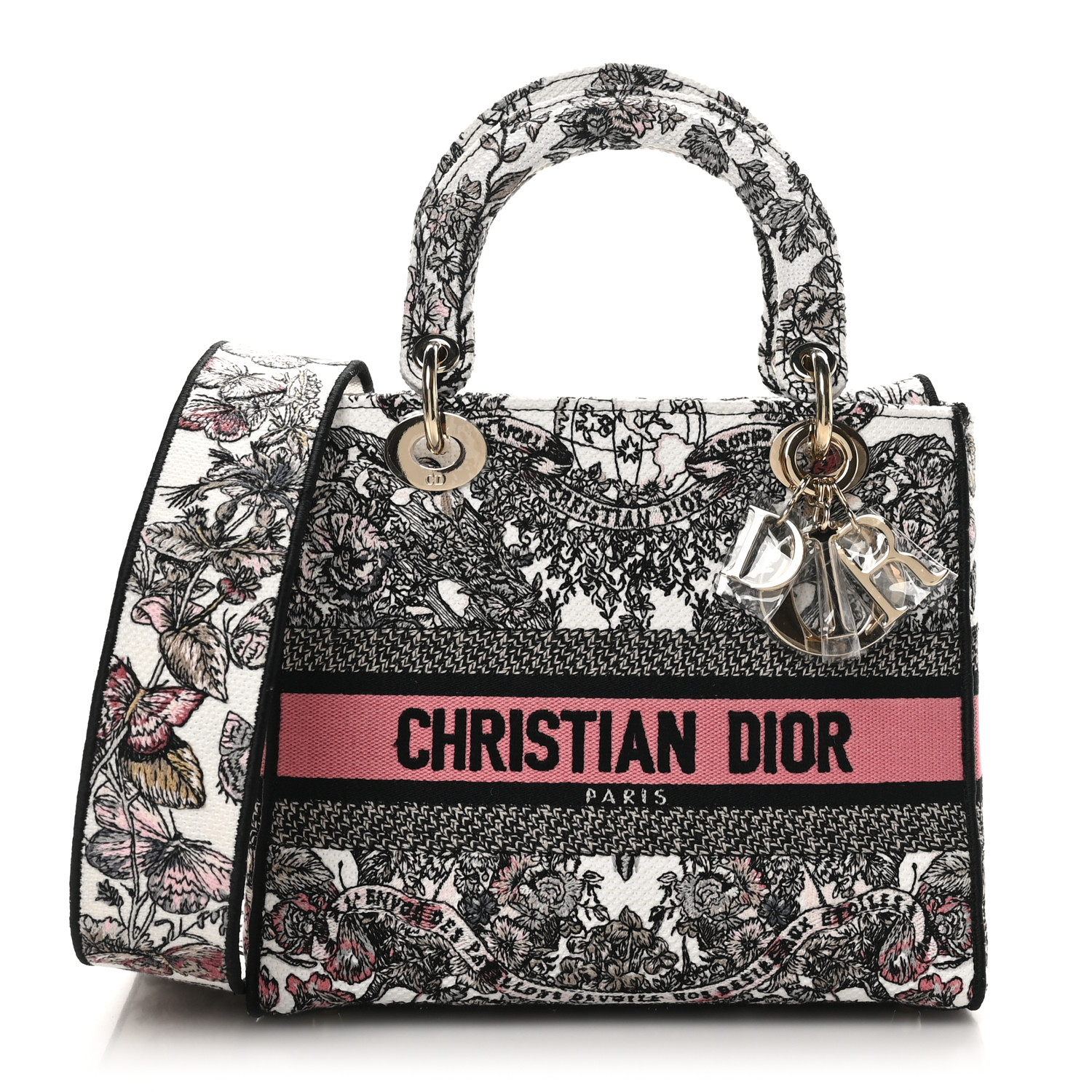 Christian Dior ディオール レディース 3051 1272 CHRISTIAN DIOR Canvas Embroidered Medium Butterfly Around