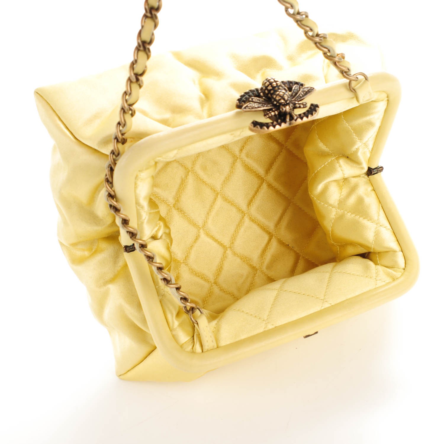 【CHANEL】★Vintage★EVENING GARDENS CLUTCH バッグ CHANEL Satin Garden Evening Clutch Light Yellow 162045