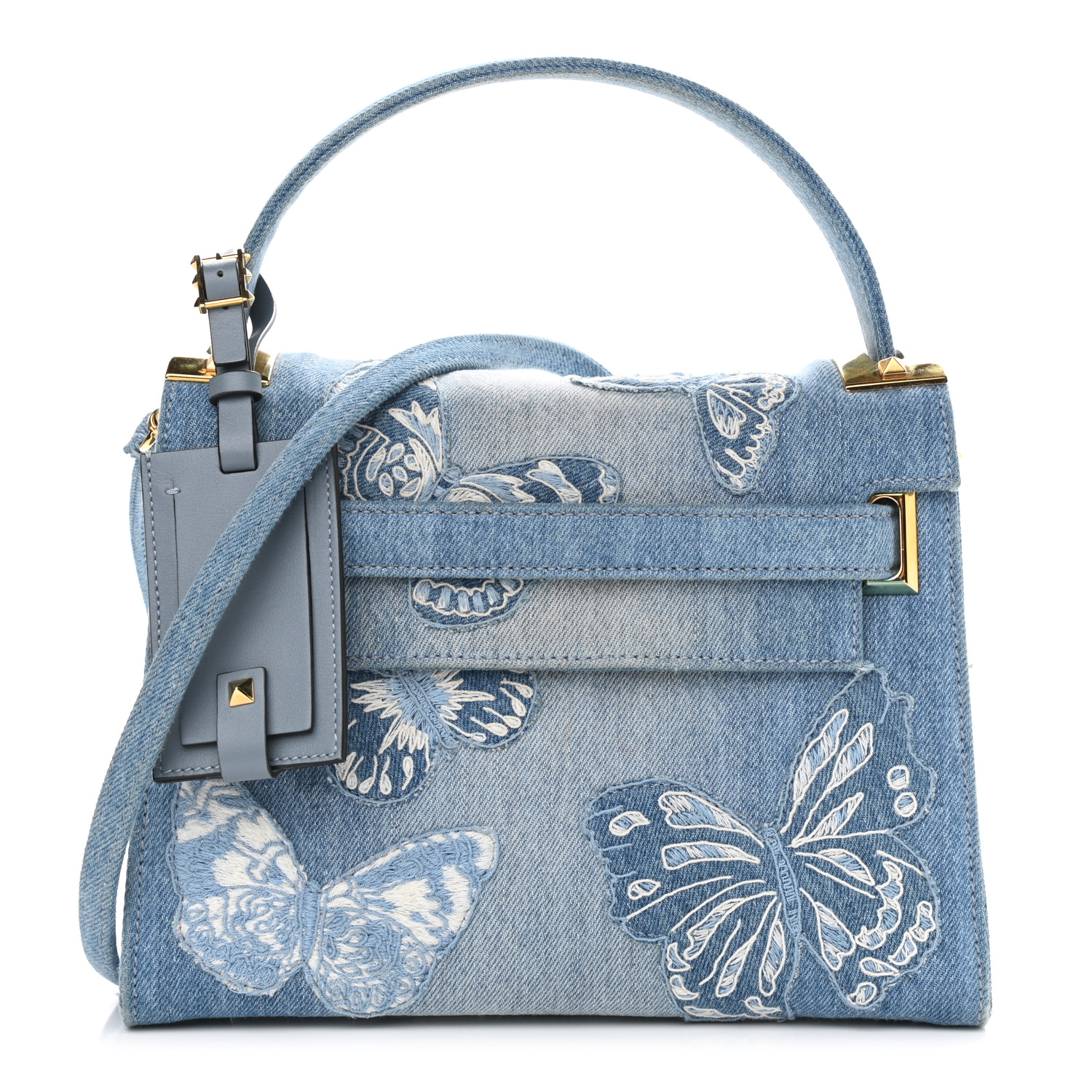 とう♡VALENTINO VALENTINO GARAVANI Denim Butterfly Small My Rockstud Frame