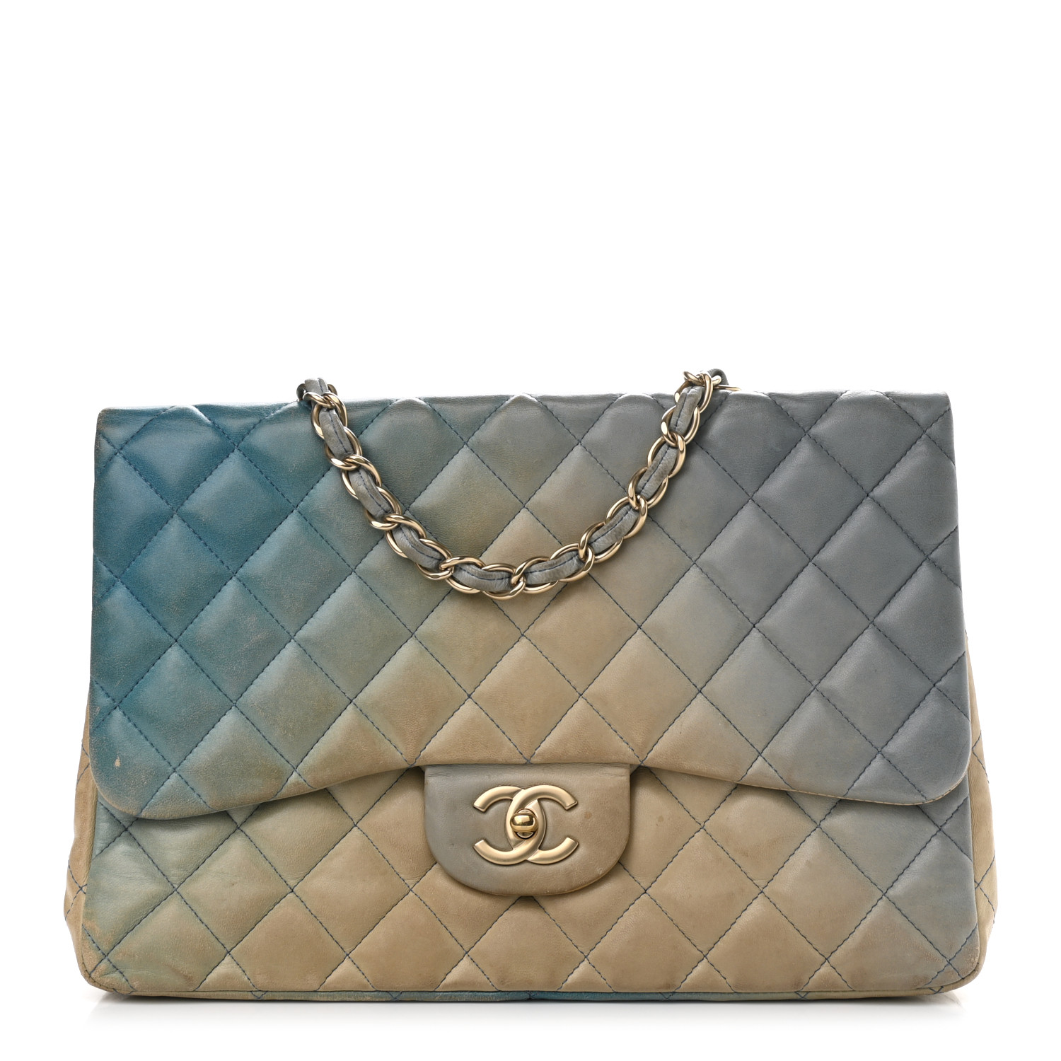 CHANEL ベージュ ジャンパー Buy Chanel Melrose Degrade Flap Bag Quilted Patent Jumbo 1604702
