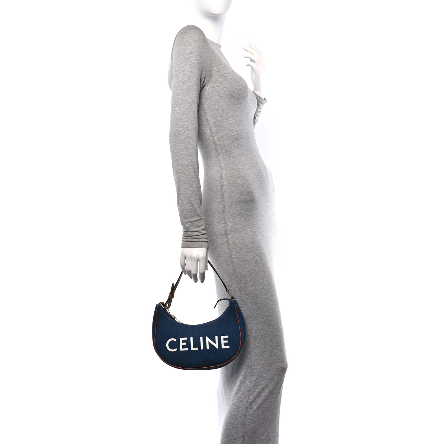 CELINE Denim Ava Shoulder Bag Navy Tan 1619080 | FASHIONPHILE
