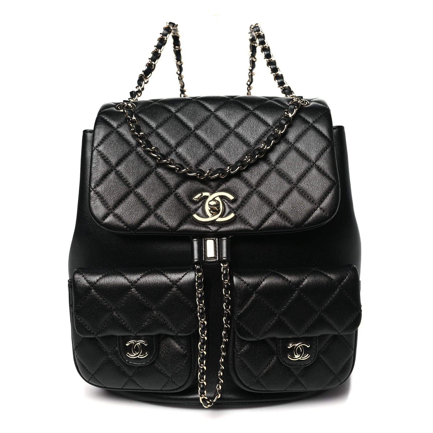 CHANEL Calfskin Quilted Large Duma Pockets Drawstring