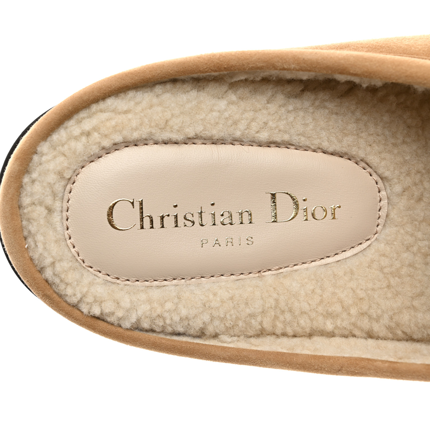 CHRISTIAN DIOR Suede Goatskin Boy Loafer Mule 38 Chestnut