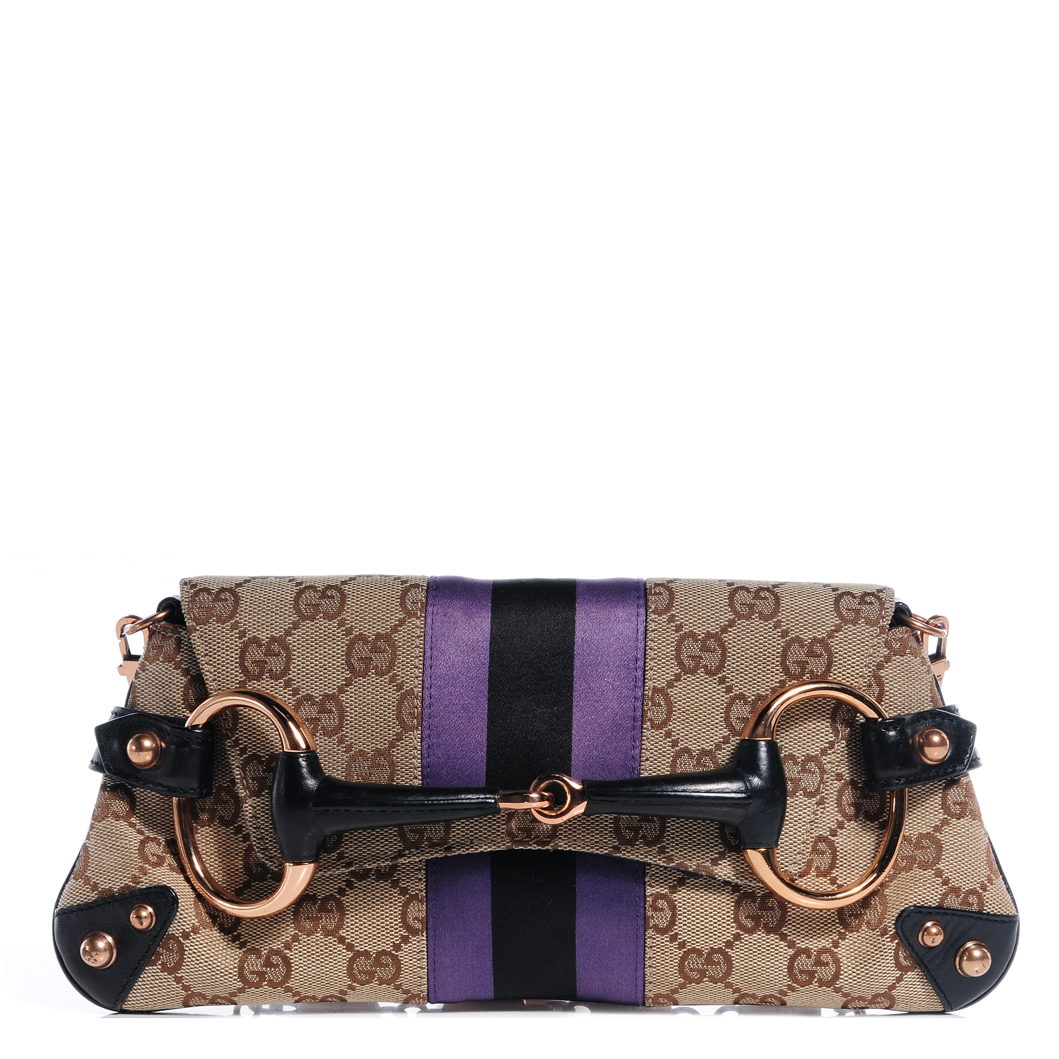 GUCCI Tom Ford Monogram Horsebit Web Clutch Purple 67101