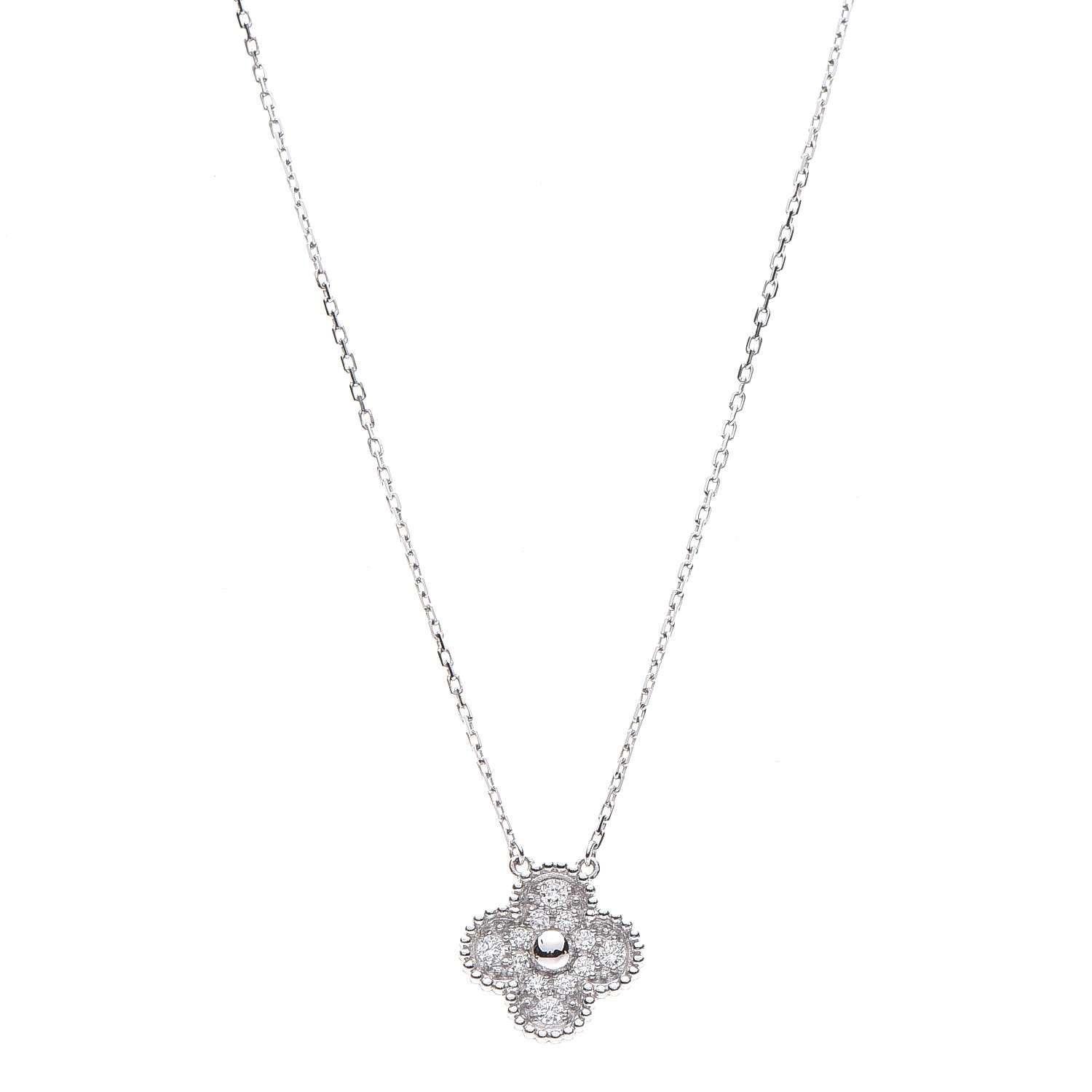 VAN CLEEF & ARPELS 18K White Gold Diamond Vintage Alhambra