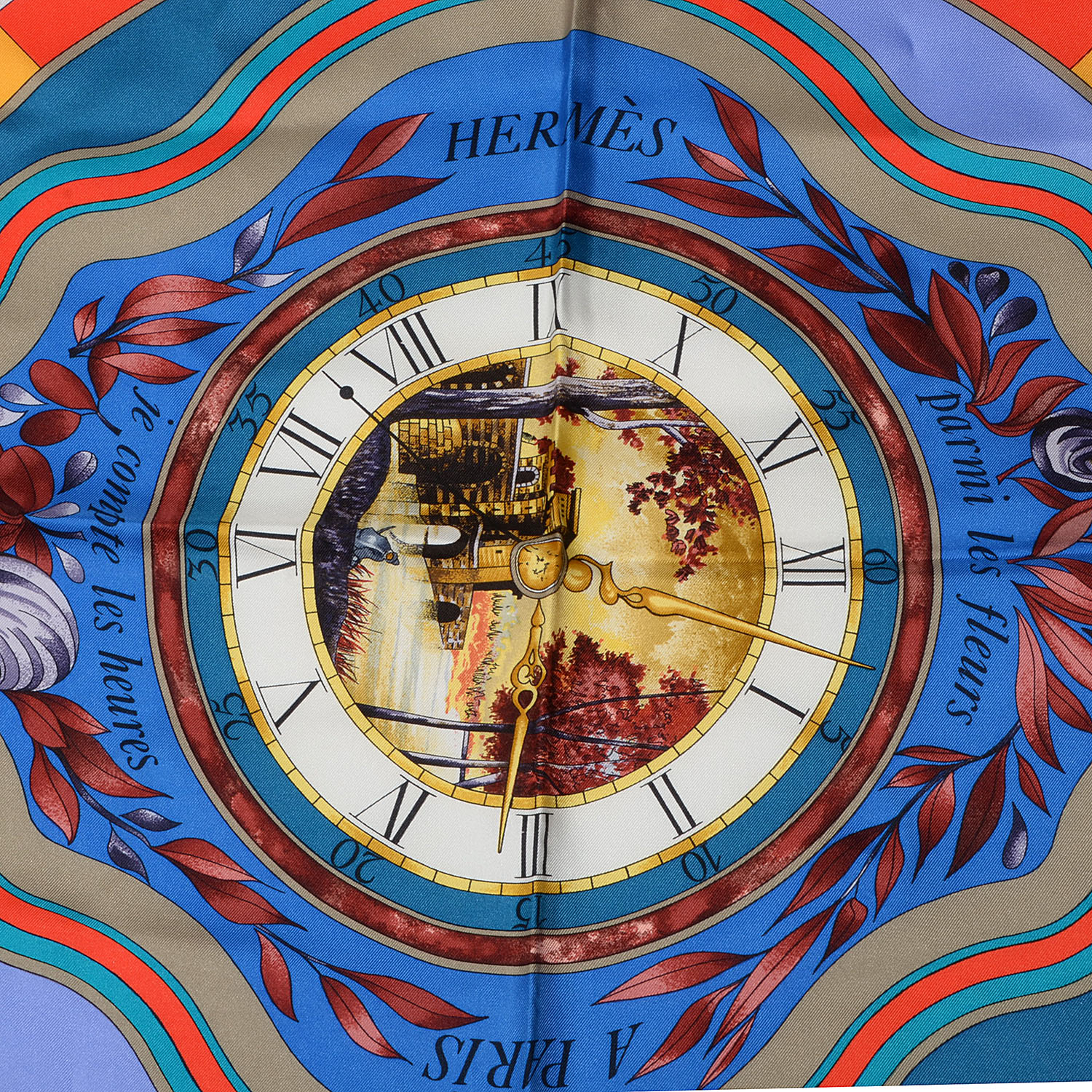 【HERMES】カレ90 ーla ronde des heures ー エルメス カレ90 la ronde des heures 時ノ輪舞 スカーフ シルク