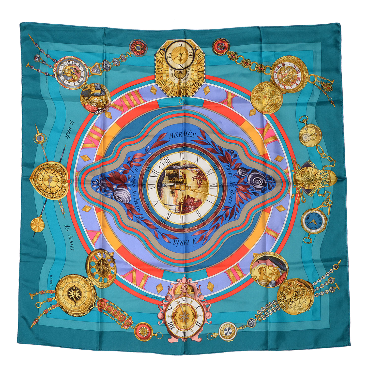 【TESO】エルメス スカーフ la ronde des heures HERMES Silk La Ronde des Heures Scarf 90 79855 | FASHIONPHILE