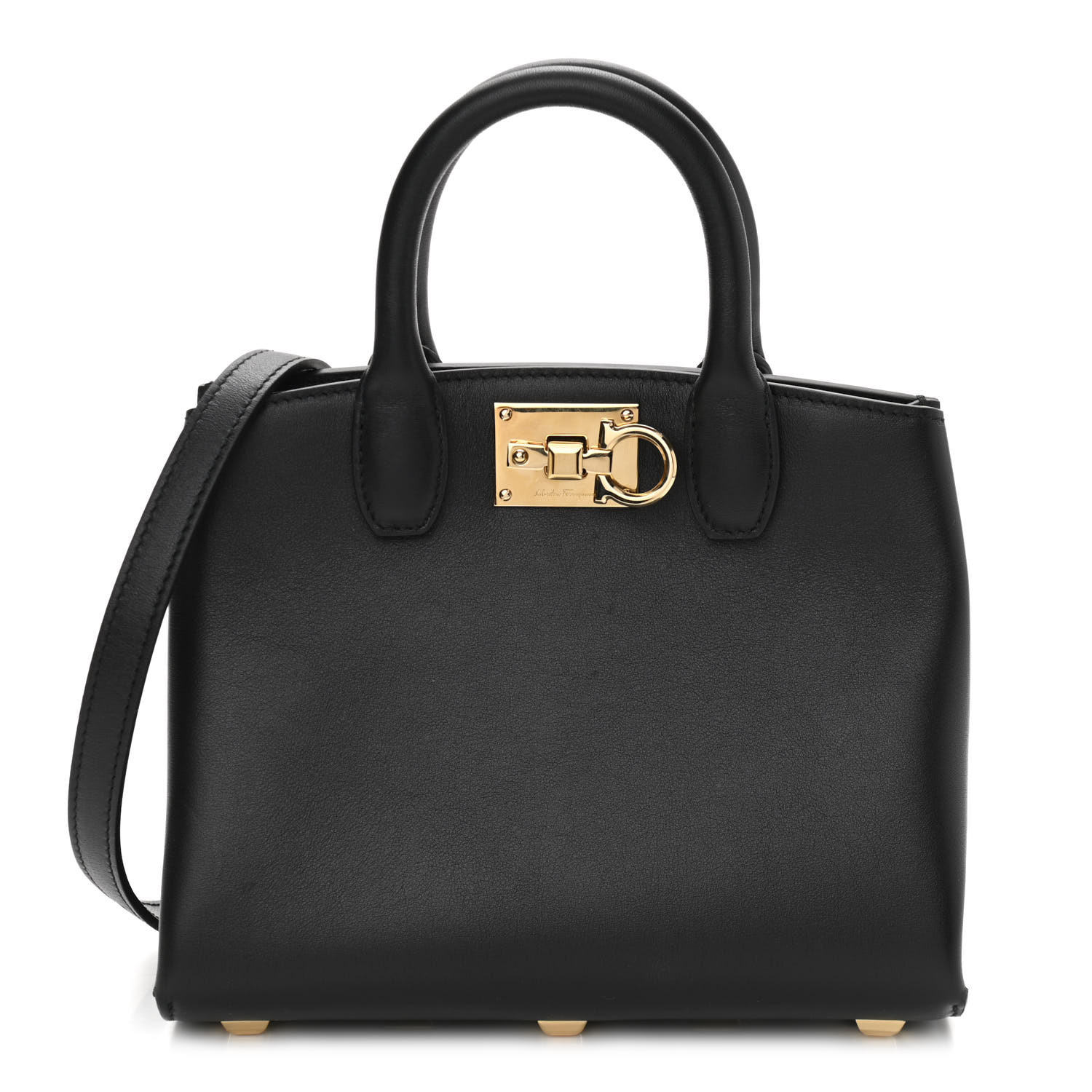 Salvatore Ferragamo STUDIO BOX BAG アイコンバッグ SALVATORE FERRAGAMO Calfskin Small The Studio Box Bag Black