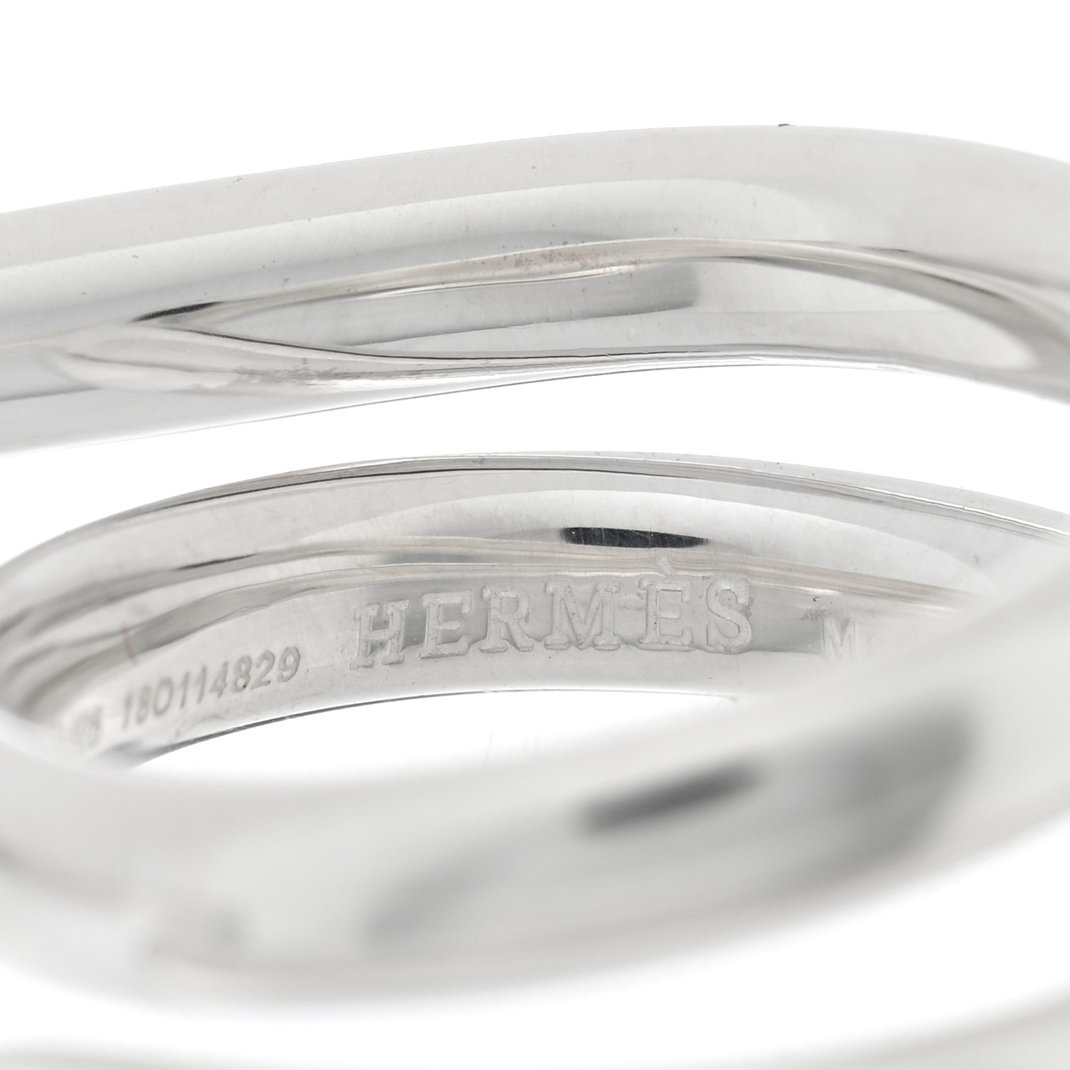HERMES Sterling Silver MM Vertige Coeur Double Ring 49 4.75