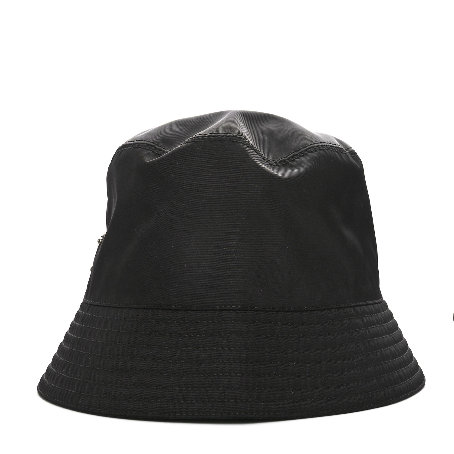 ★PRADA★ Triangle Logo Padded Nylon Bucket Hat Black 2HC248 PRADA Re-Nylon Metal Triangle Logo Womens Bucket Hat L Black