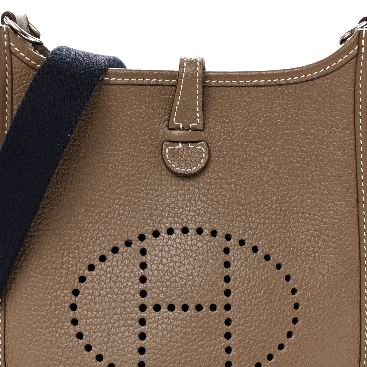 HERMES Taurillon Clemence Amazone Evelyne TPM Etoupe Bleu