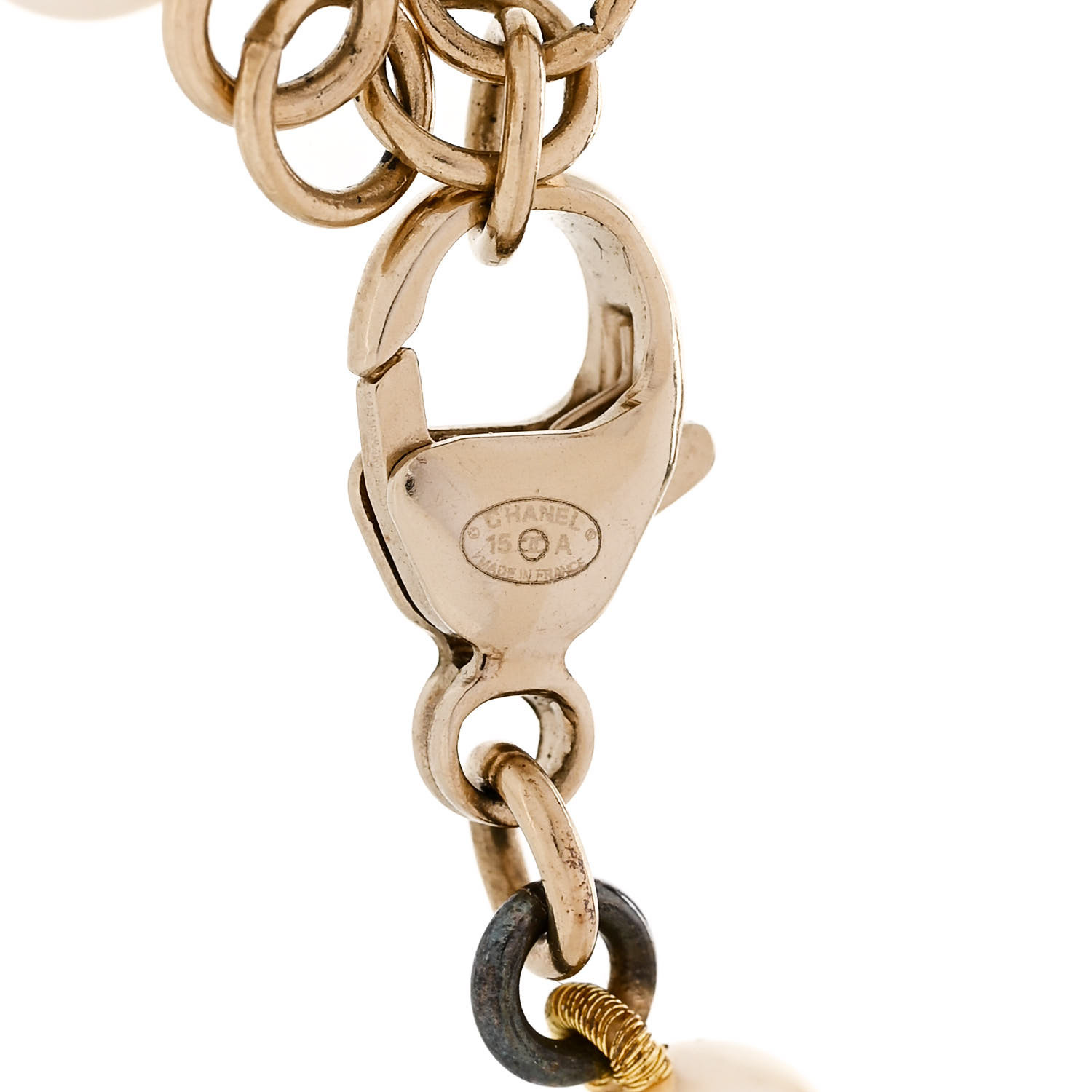 CHANEL ゴールド バレッタ クリスタル付き CHANEL Pearl Crystal CC Bracelet Gold 1676569 | FASHIONPHILE