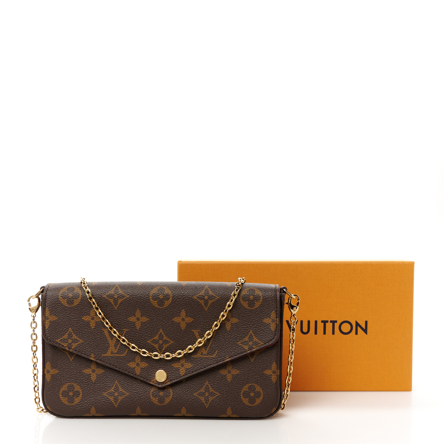 LOUIS VUITTON Monogram Pochette Felicie Chain Wallet Fuchsia