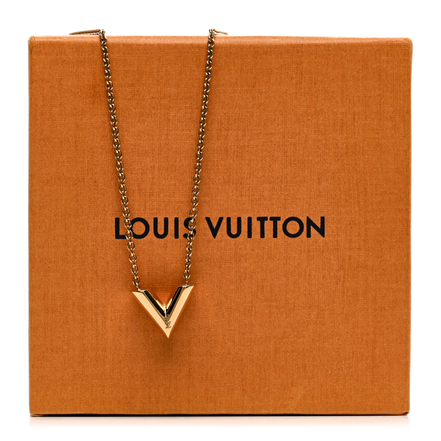 LOUIS VUITTON Essential V Necklace Gold 1658227 | FASHIONPHILE