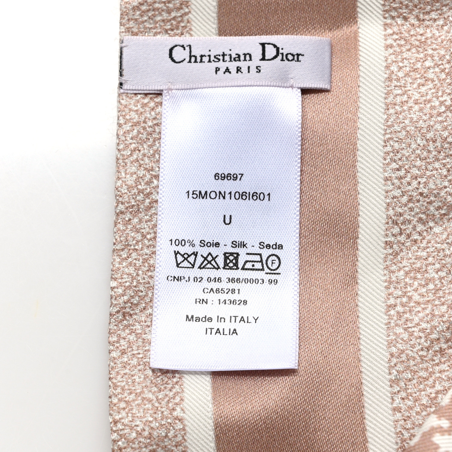 CHRISTIAN DIOR Silk Houndstooth Mitzah Scarf Beige 1505694
