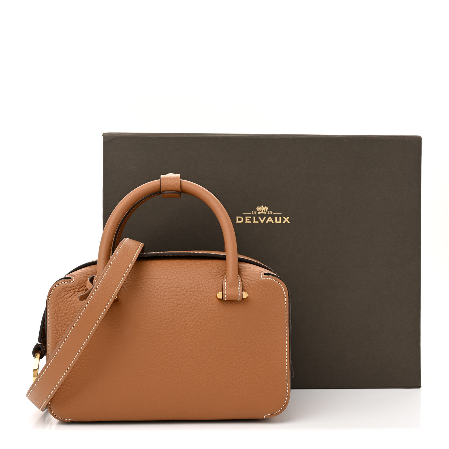 人気【DELVAUX】Cool Box Mini in Taurillon Soft Cool Box handbag