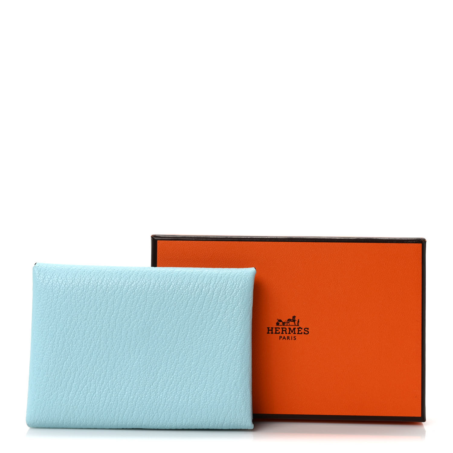 HERMES Chevre Mysore Calvi Duo Card Case Bleu Zephyr 1353524