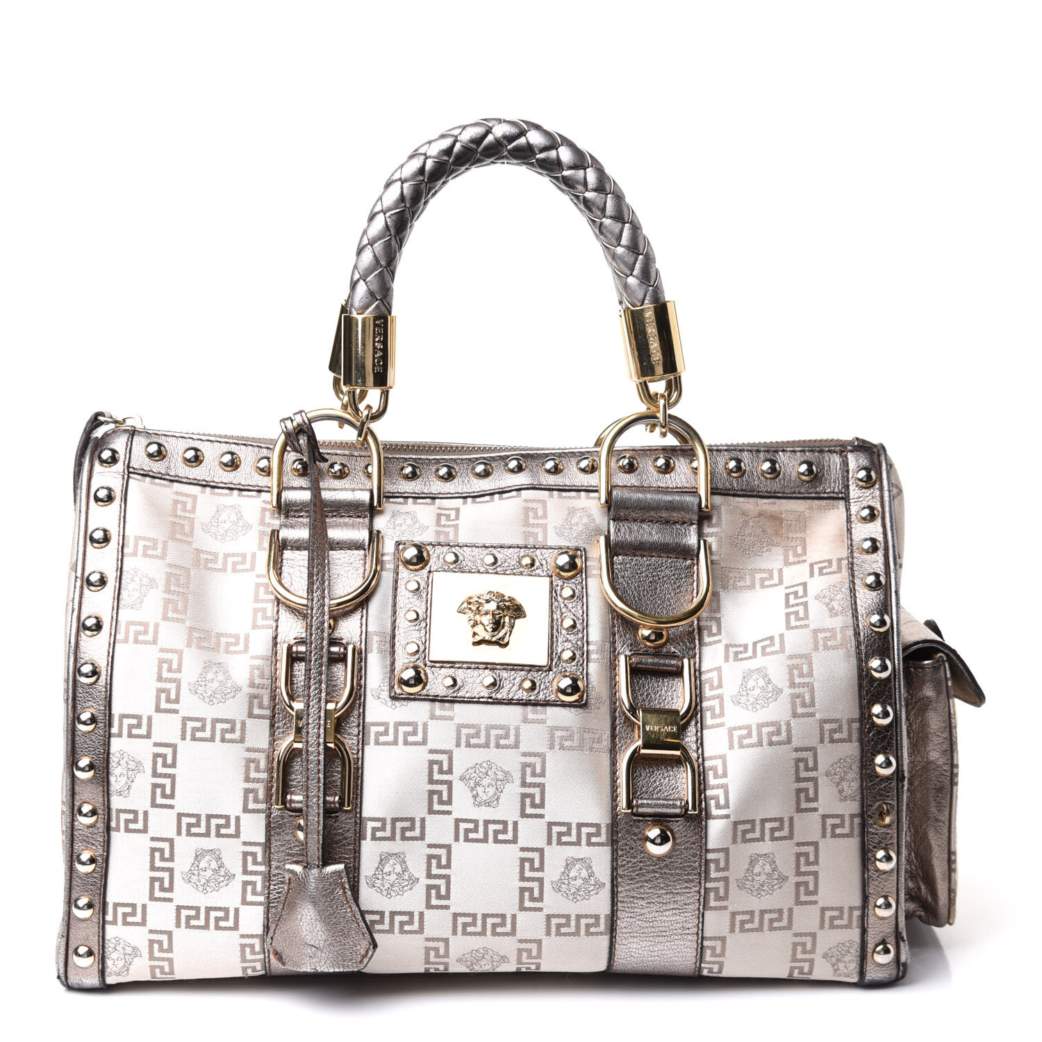 VERSACE Metallic Calfskin Snap Out Of It Bag Bronze 897640