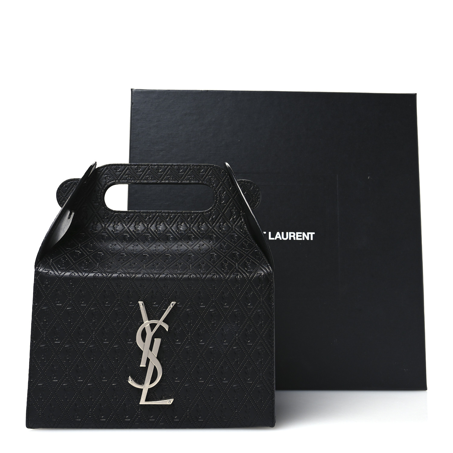 SAINT LAURENT Calfskin Monogram Take Away Box Black 1699639