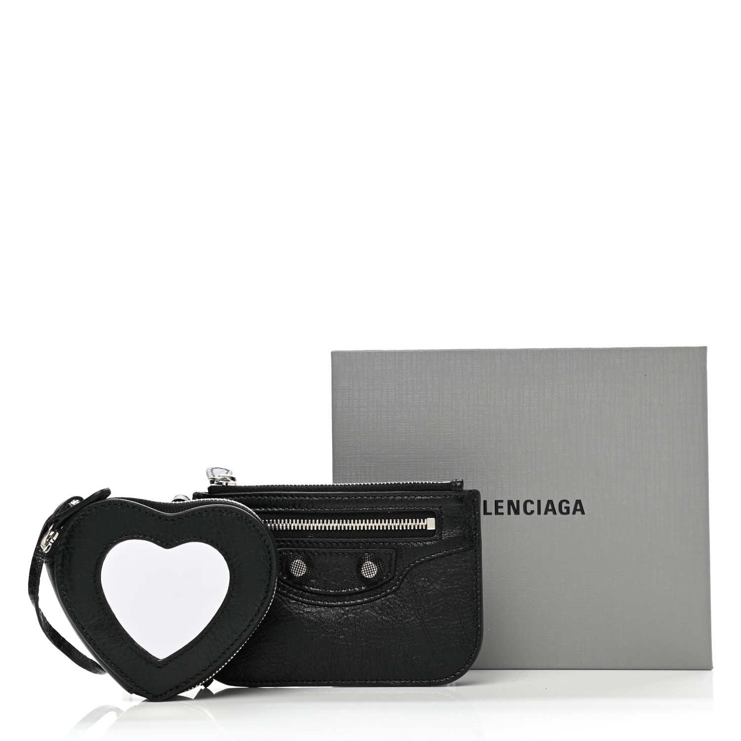BALENCIAGA Agneau Le Cagole Clip On Card Mirror Black