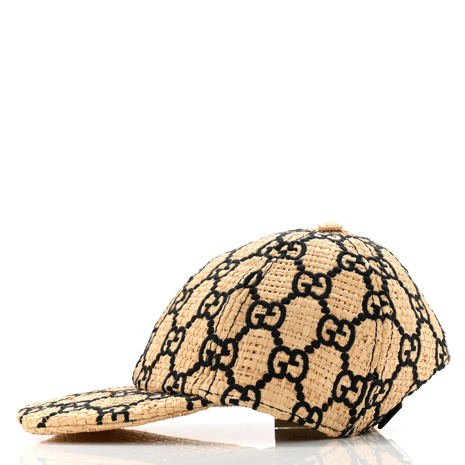 GUCCI Raffia GG Monogram Elaphe Embroidered Aisha Baseball