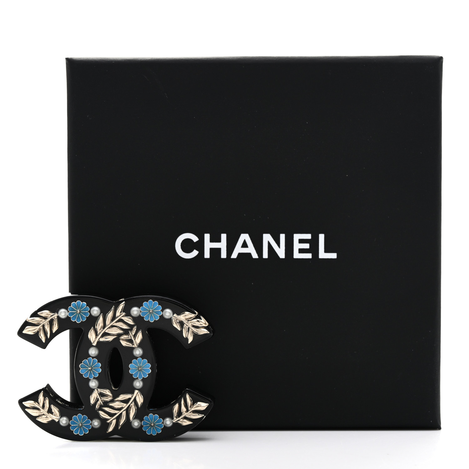 【CHANEL】l and resin CC-logo brooch【ランク:A】 CHANEL Resin Crystal Chanel Paris Logo CC Brooch Black White
