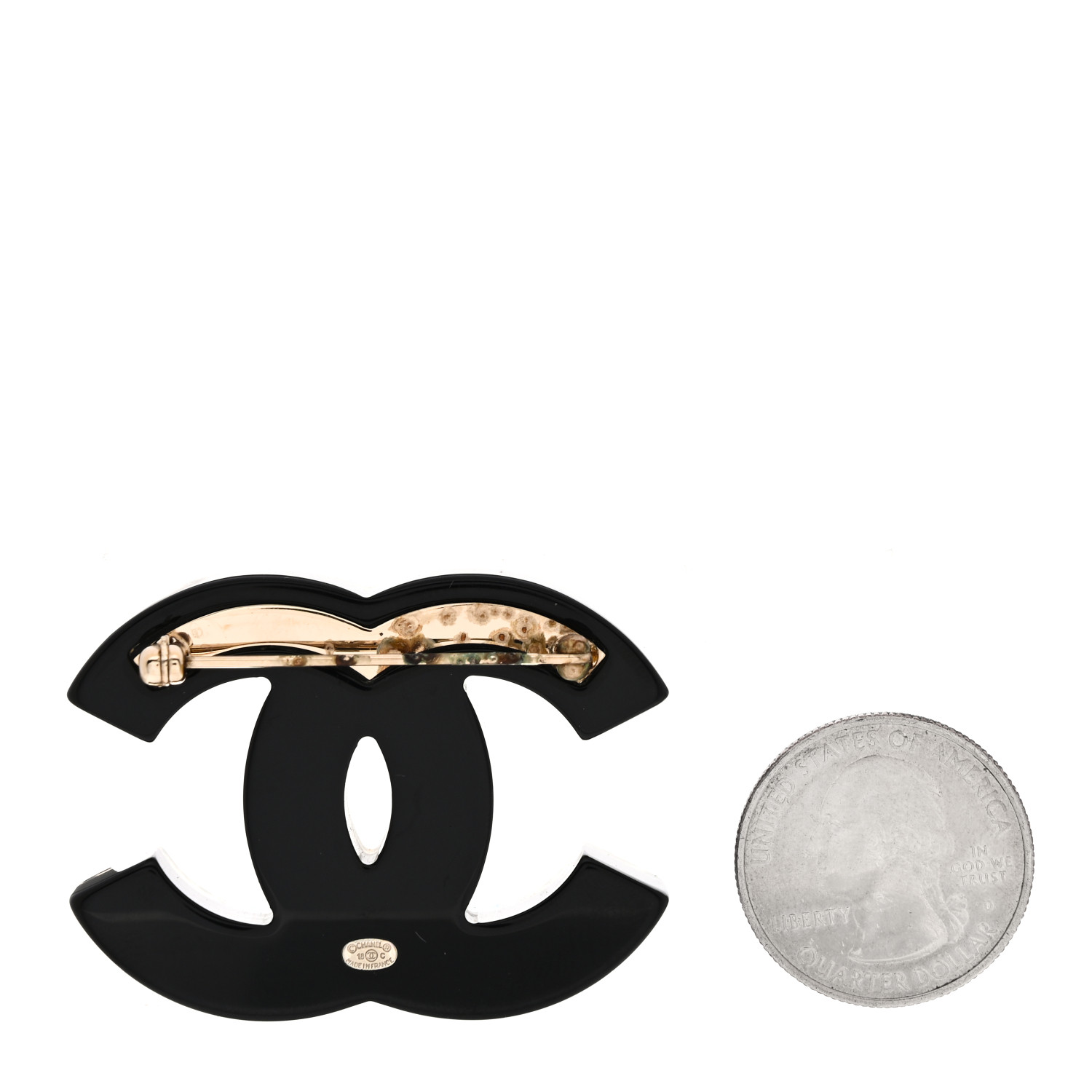 CHANEL Resin Pearl Enamel Flower CC Brooch Black Blue Gold