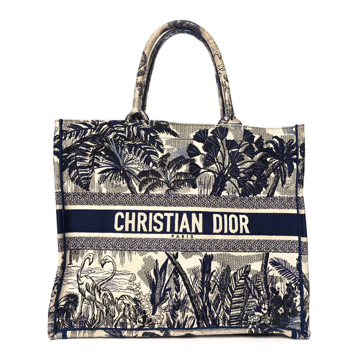自然の美を纏う｜Book Tote “Toile de Jouy Palms”【Dior】 CHRISTIAN DIOR Canvas Embroidered Large Palm Tree Toile De