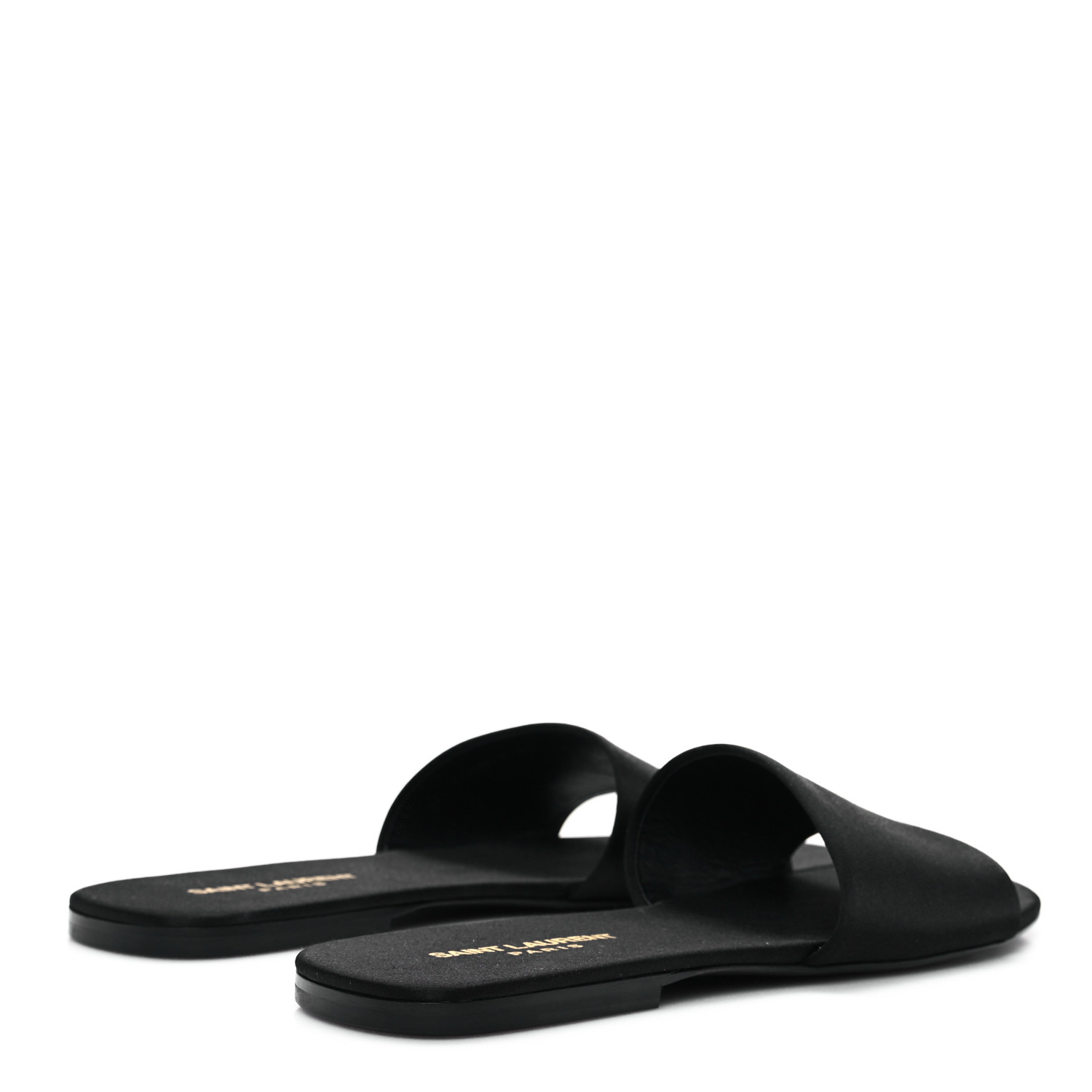 【関税&送料込】Saint Laurent Black Satin Carlyle Slippers Saint Laurent Carlyle silk satin crêpe slides Saint Laurent