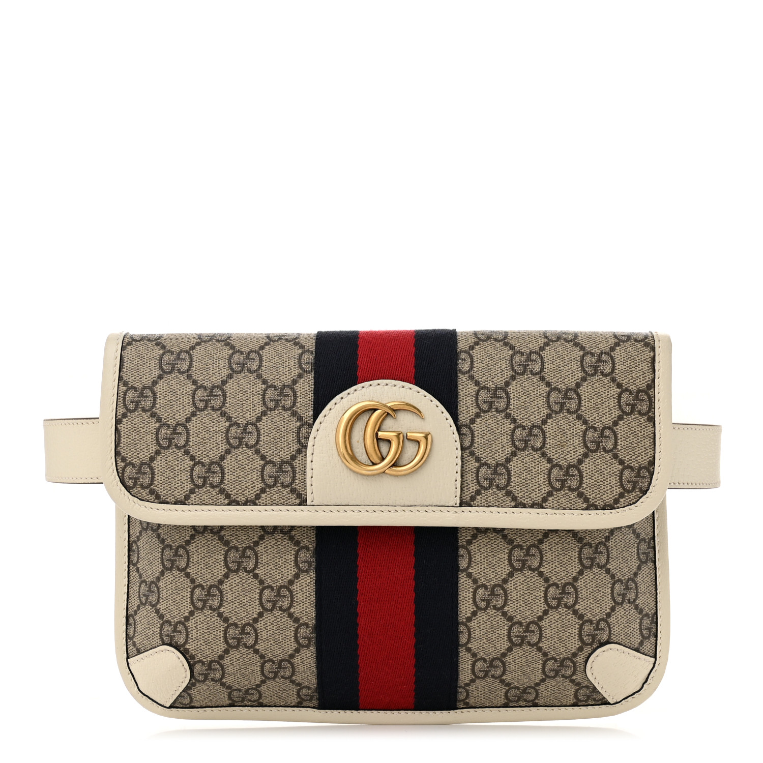 【GUCCI 】GG Supreme Wallet Belt Bag BEIGE EBONY Gucci GG Supreme Monogram Textured Calfskin Retro