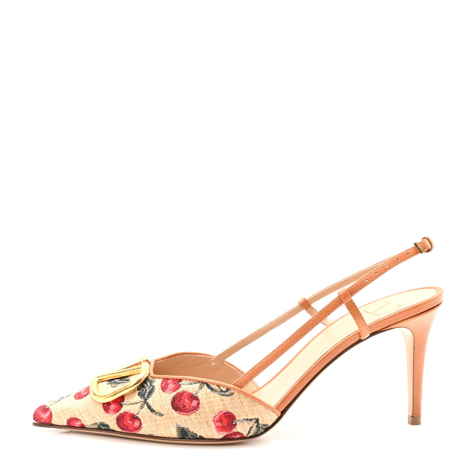 VALENTINO GARAVANI Jacquard Raffia Cherrfic Vlogo Slingback