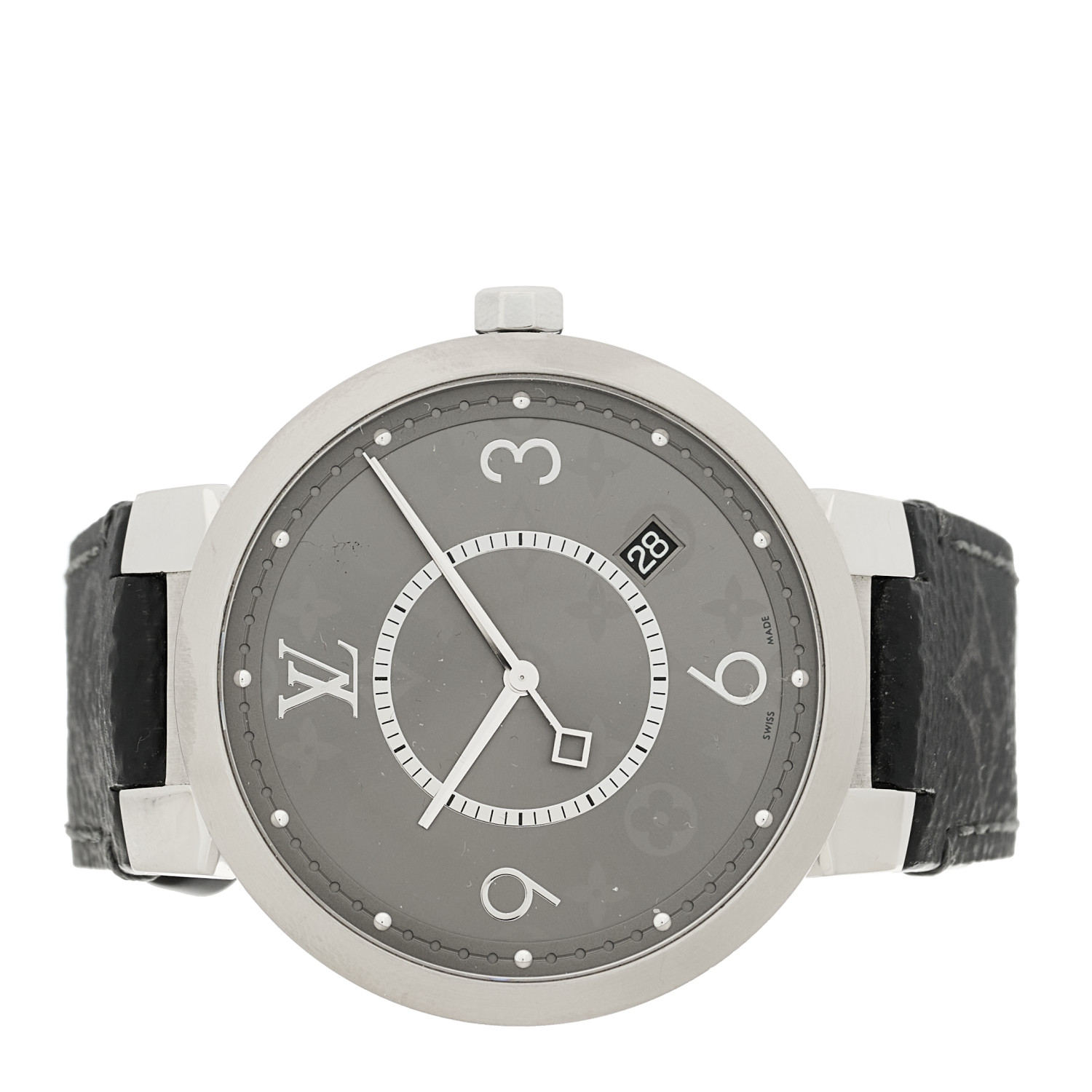◆Louis Vuitton◆Tambour Slim Monogram Eclipse 39◆腕時計◆ LOUIS VUITTON Stainless Steel Monogram Eclipse 39mm Tambour