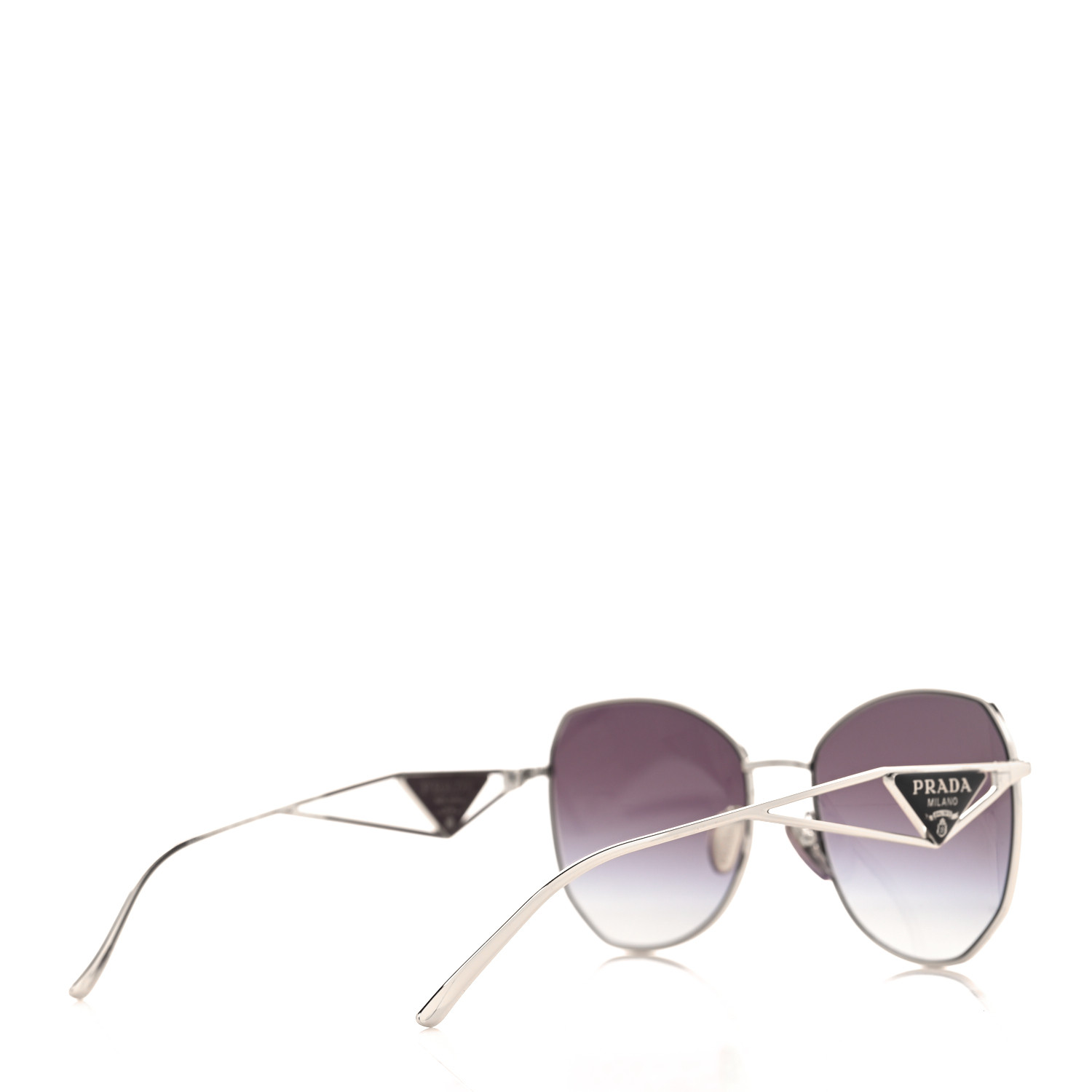 PRADA Metal Symbole Triangle Logo Sunglasses SPR57Y Smoky