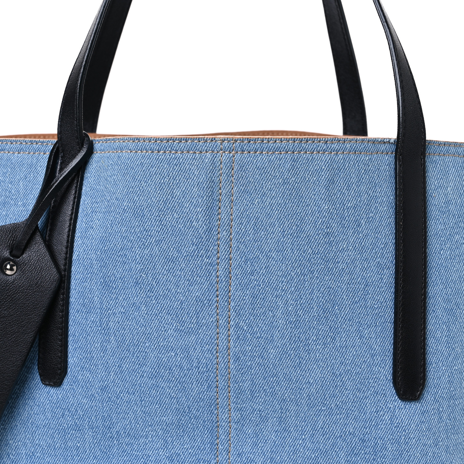 JIMMY CHOO Denim Calfskin Twist East West Tote Blue Black