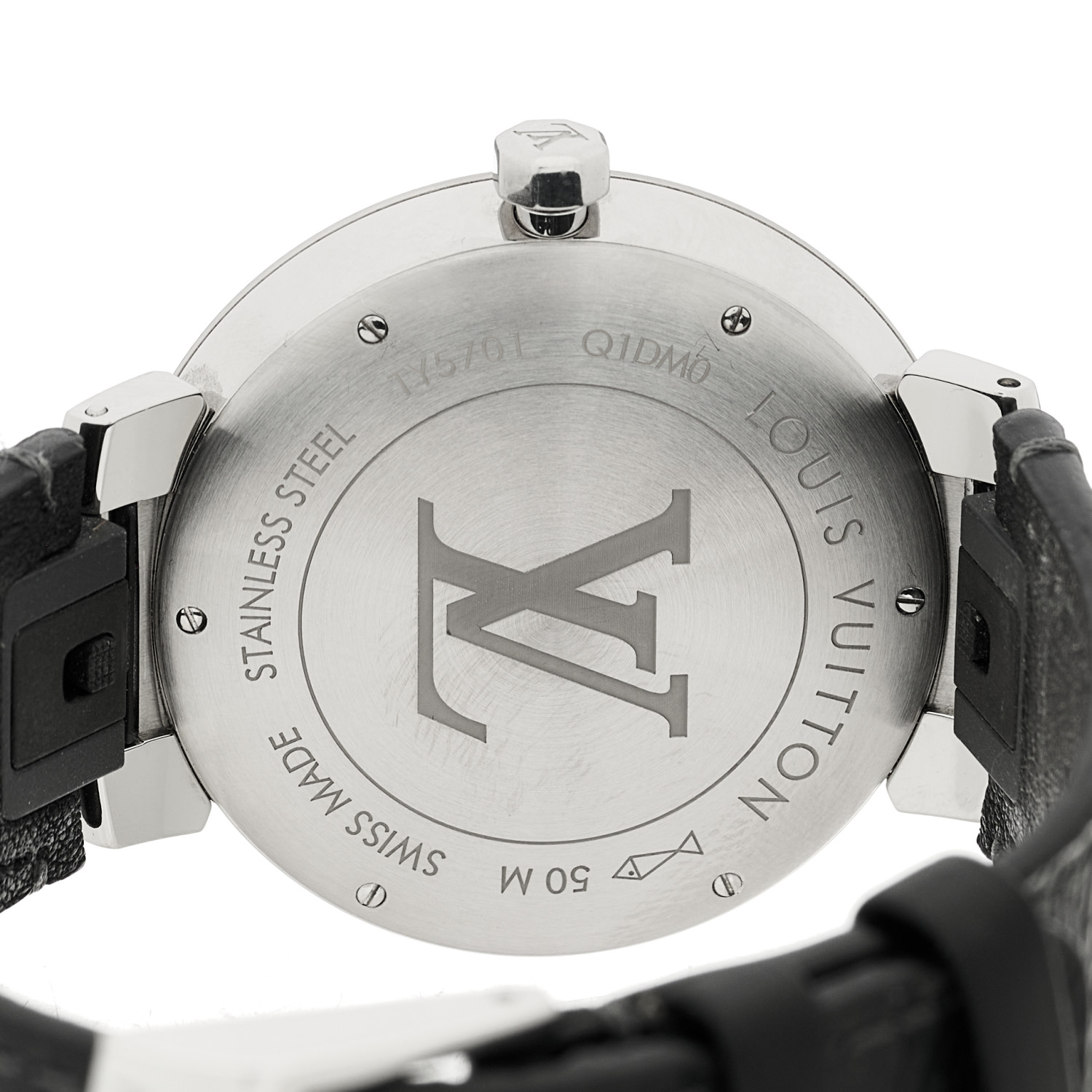 LOUIS VUITTON Stainless Steel Monogram Eclipse 39mm Tambour