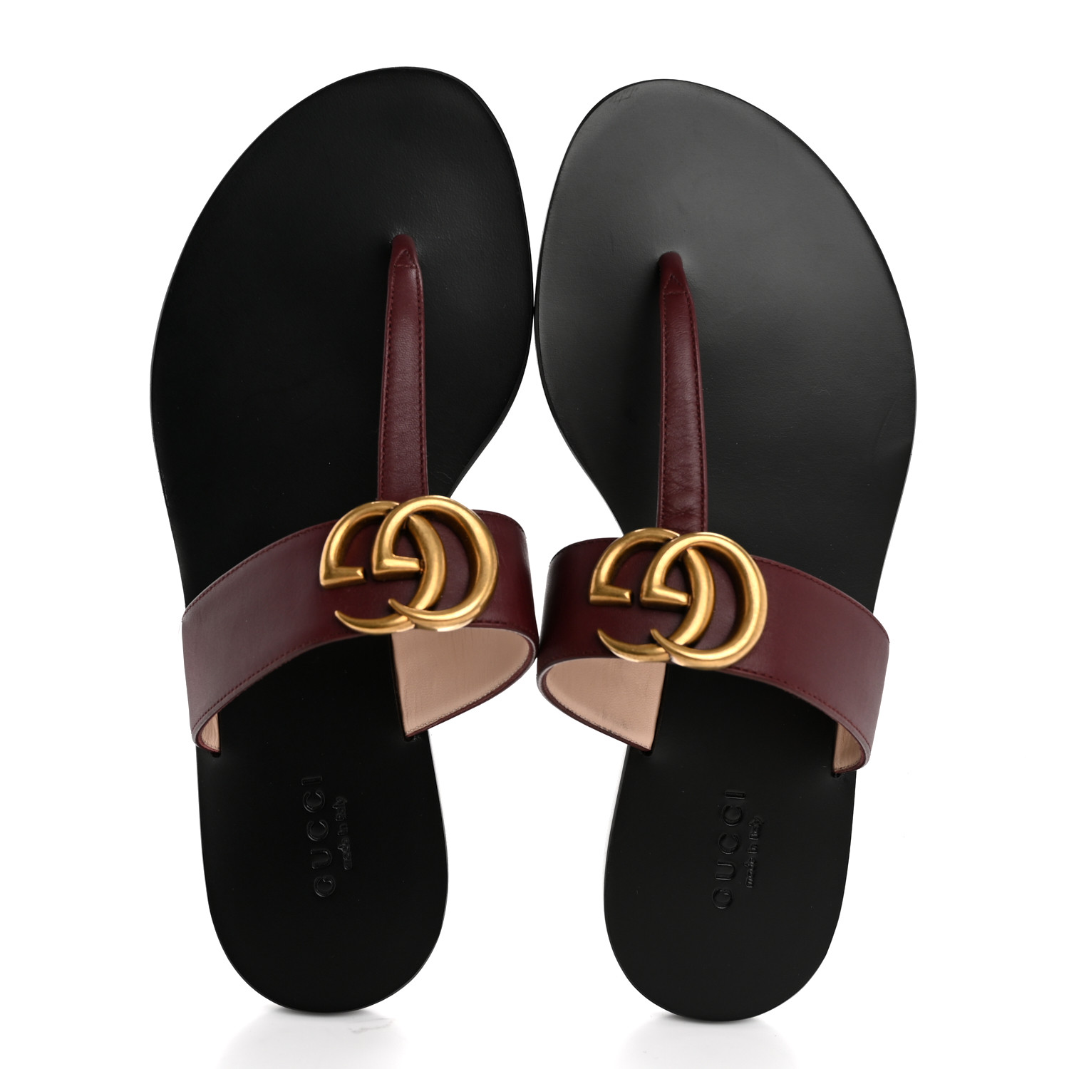 サンダル フラット GG マーモント 36サイズ Gucci Crinkled Leather GG Marmont Flat Thong Sandals