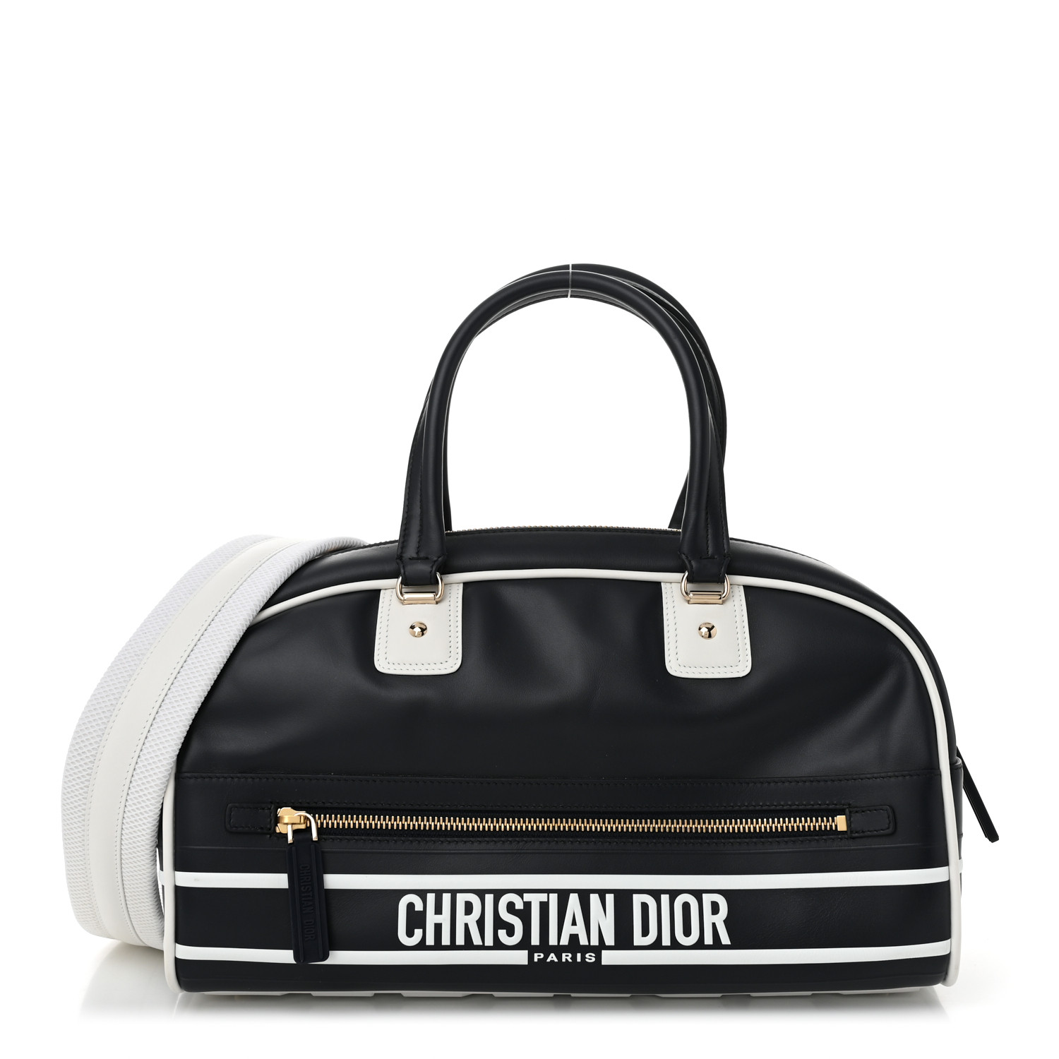 クリスチャンディオール CALFSKIN & RUBB WALKER 23.5 CHRISTIAN DIOR Calfskin Small Dior Vibe Zip Bowling Bag Blue