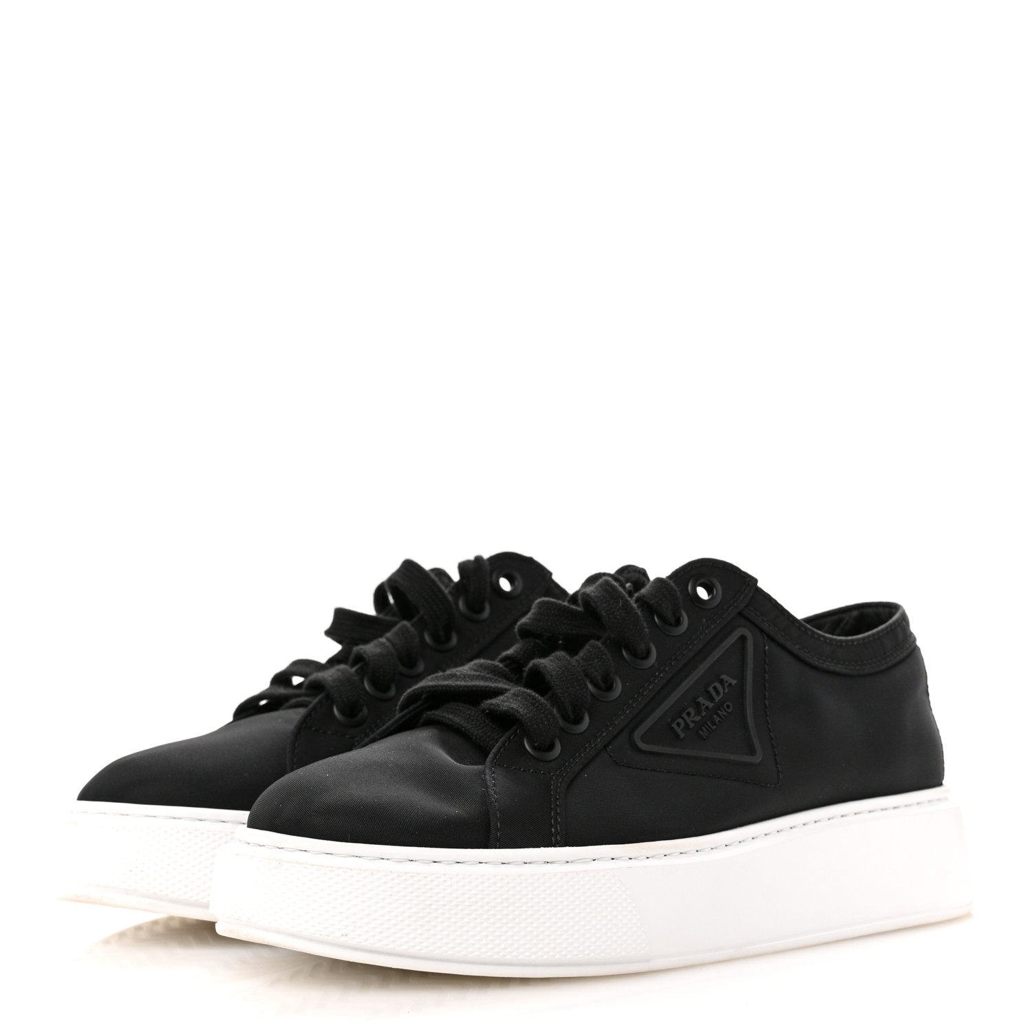 【PRADA】国内発送 厚底 スニーカー Nylon gabardine sneakers PRADA Nylon Gabardine Triangle Logo Platform Sneakers 39