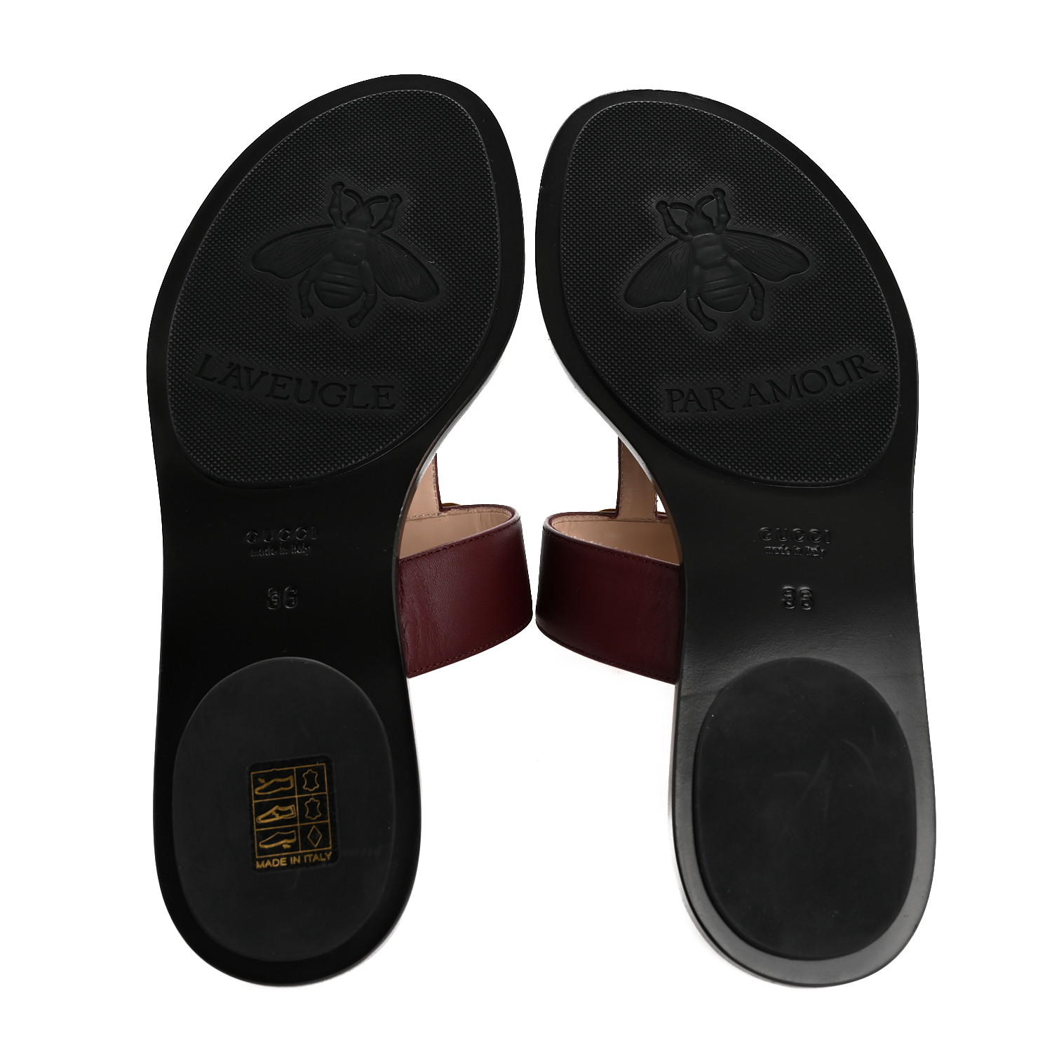 GUCCI サンダル 36 GUCCI Calfskin GG Marmont Thong Sandals 36 Vintage Bordeaux