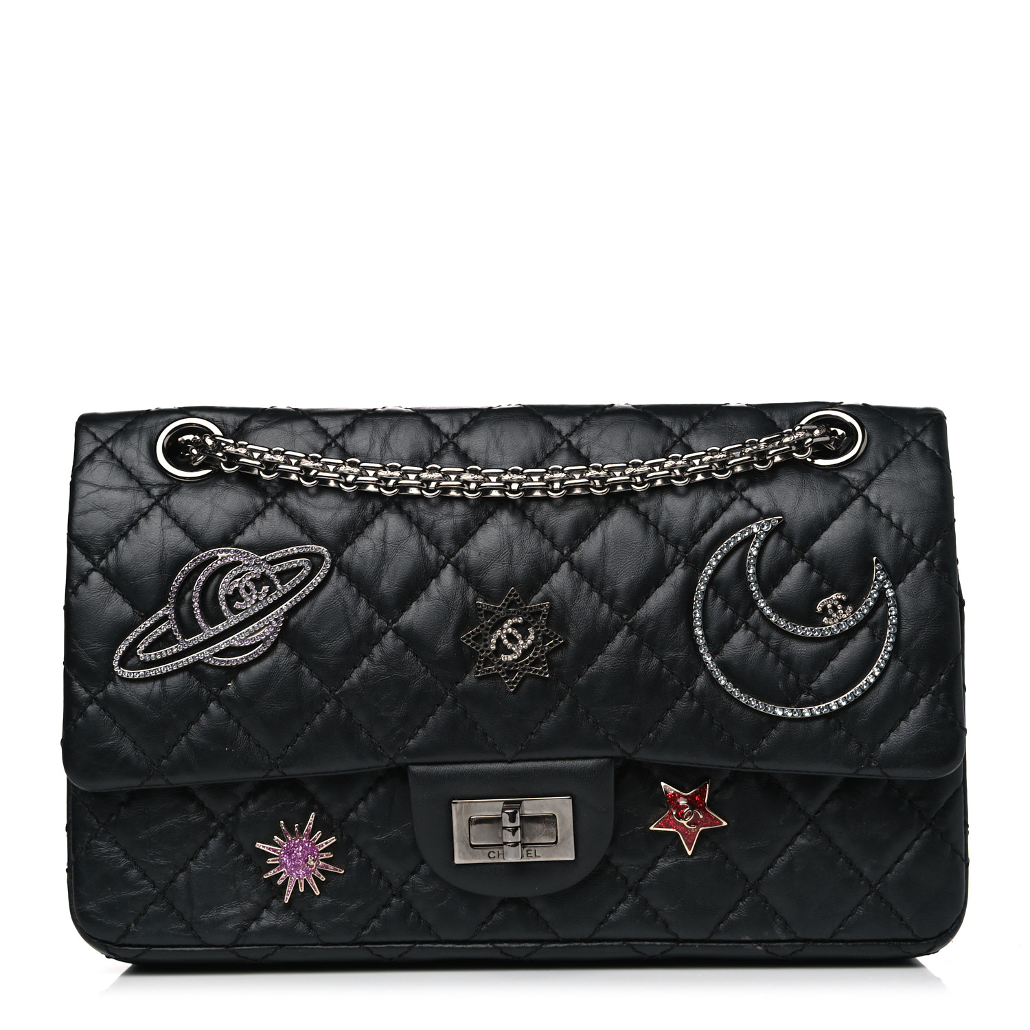 CHANEL Aged Calfskin Space Charms 2.55 Reissue 225 Flap