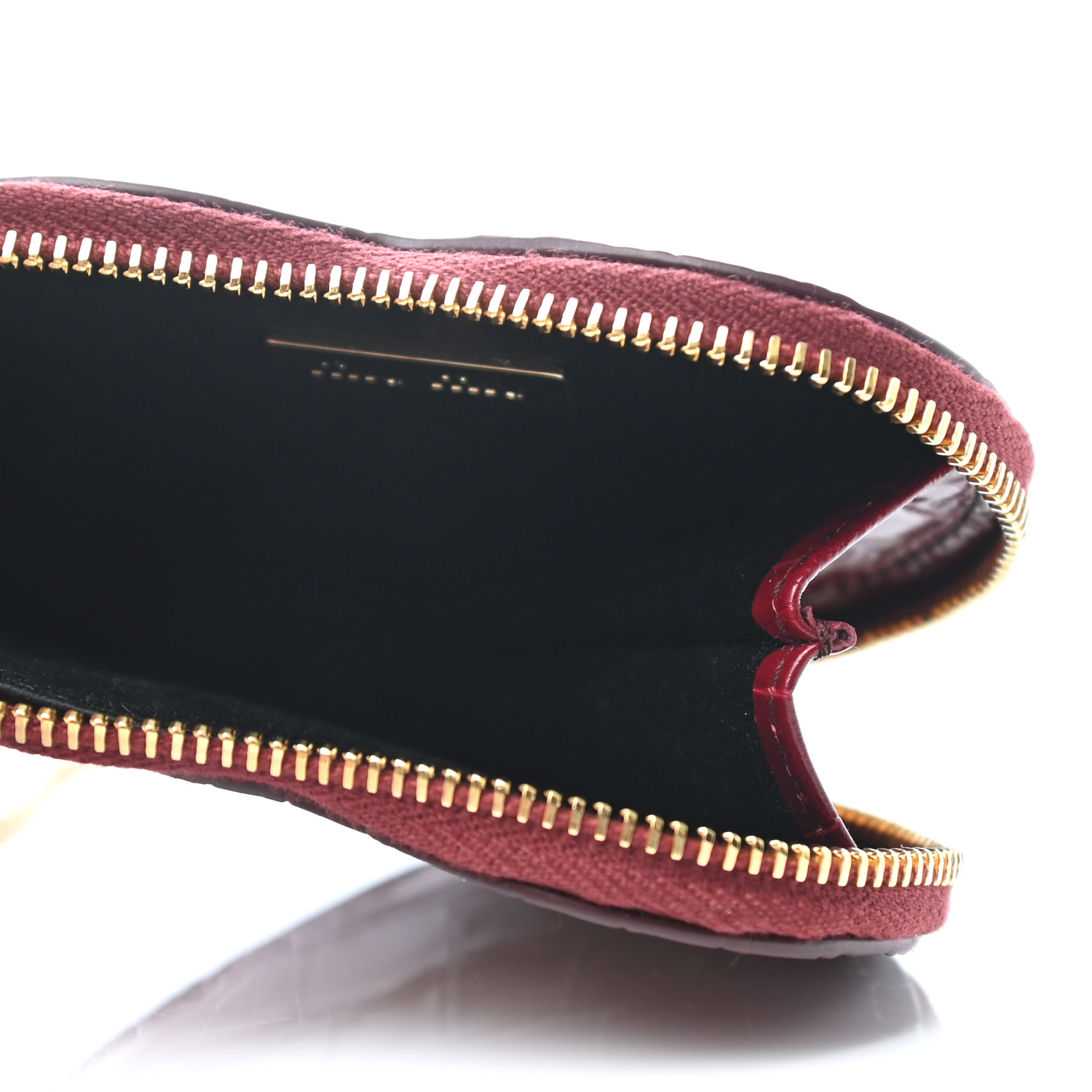MIU MIU Calfskin Crocodile Embossed Heart Coin Pouch Rubino