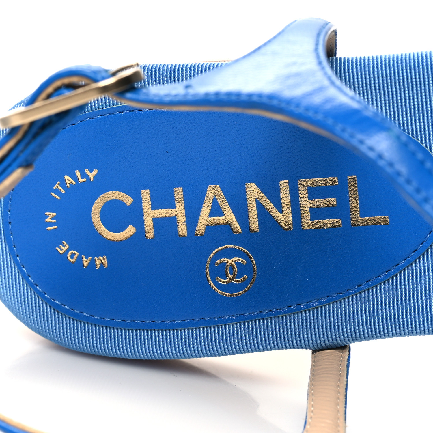 CHANEL Lambskin CC Logo Thong Sandals 37 Blue 1489199