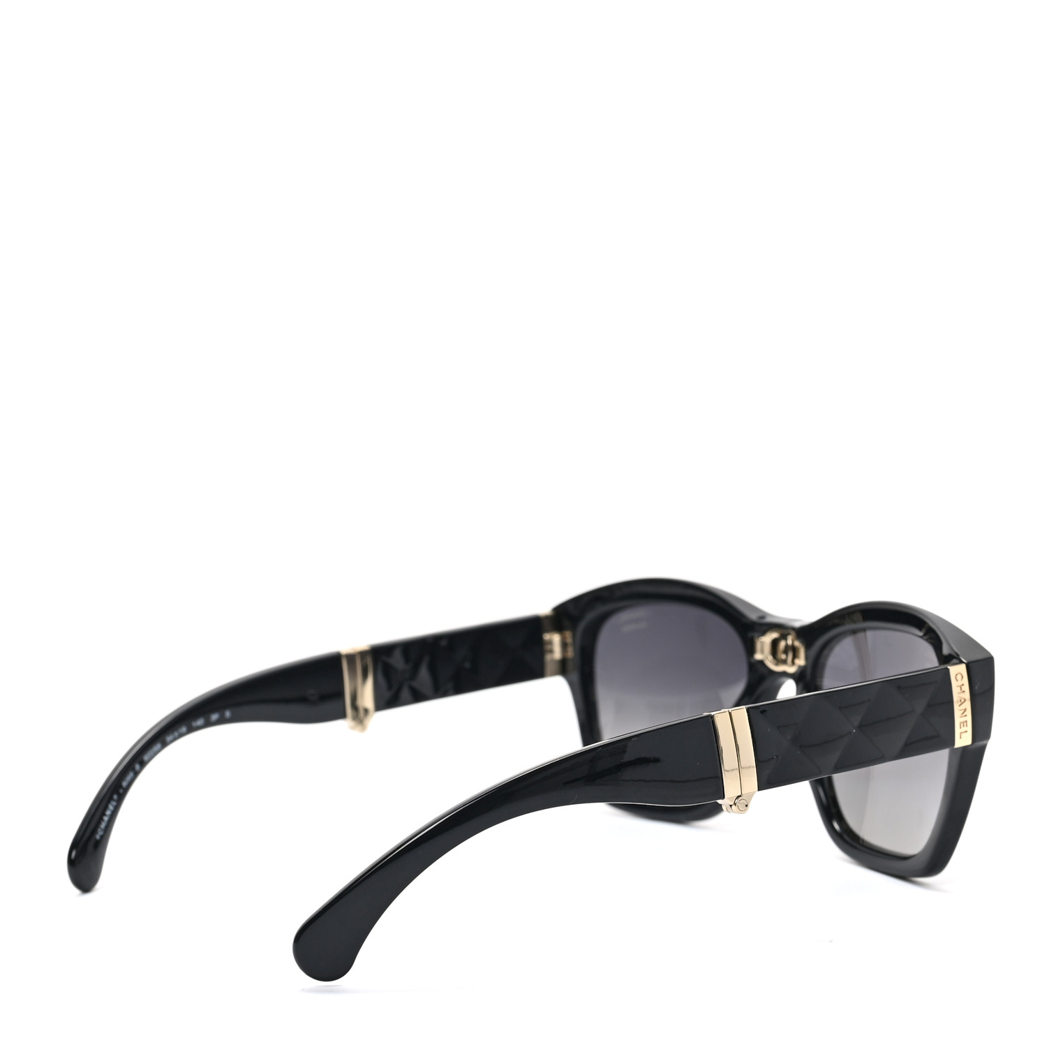 CHANEL Acetate Metal Square Folding Sunglasses 6055-B Black
