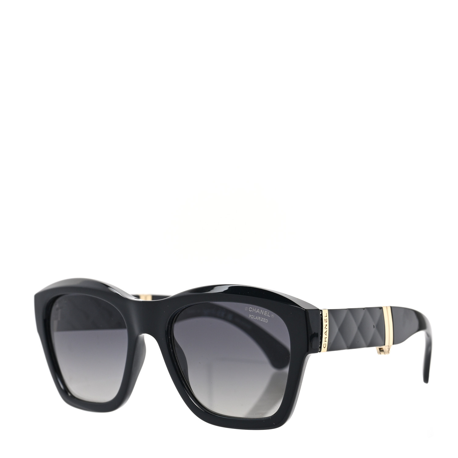 CHANEL Acetate Metal Square Folding Sunglasses 6055-B Black 1286802