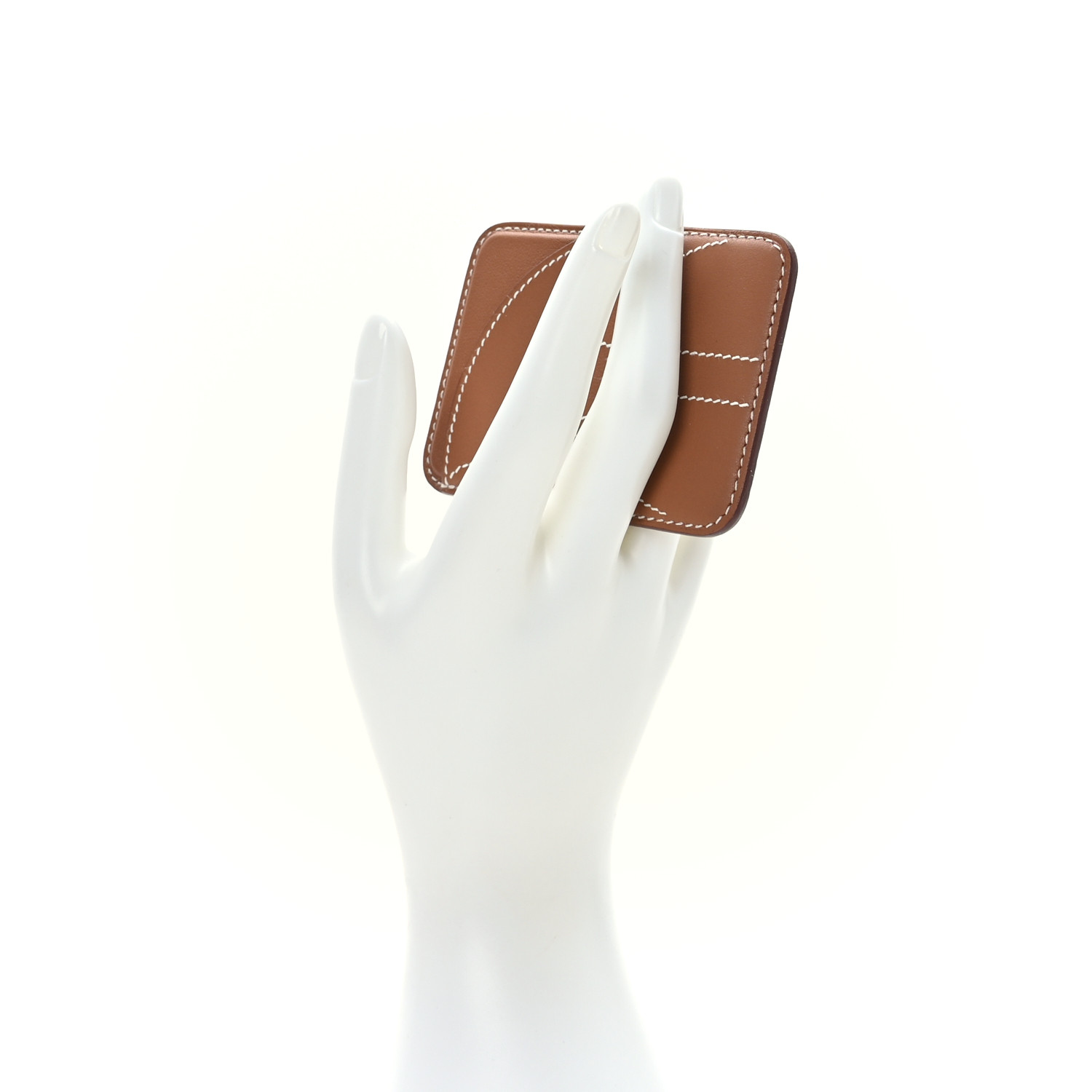 HERMES Swift Stitched Cheval MagSafe Card Holder Gold